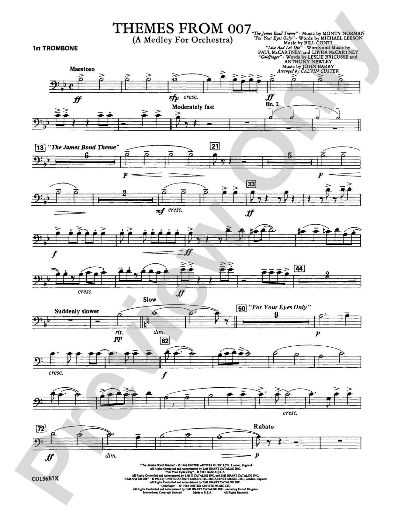 Themes from 007: 1st Trombone