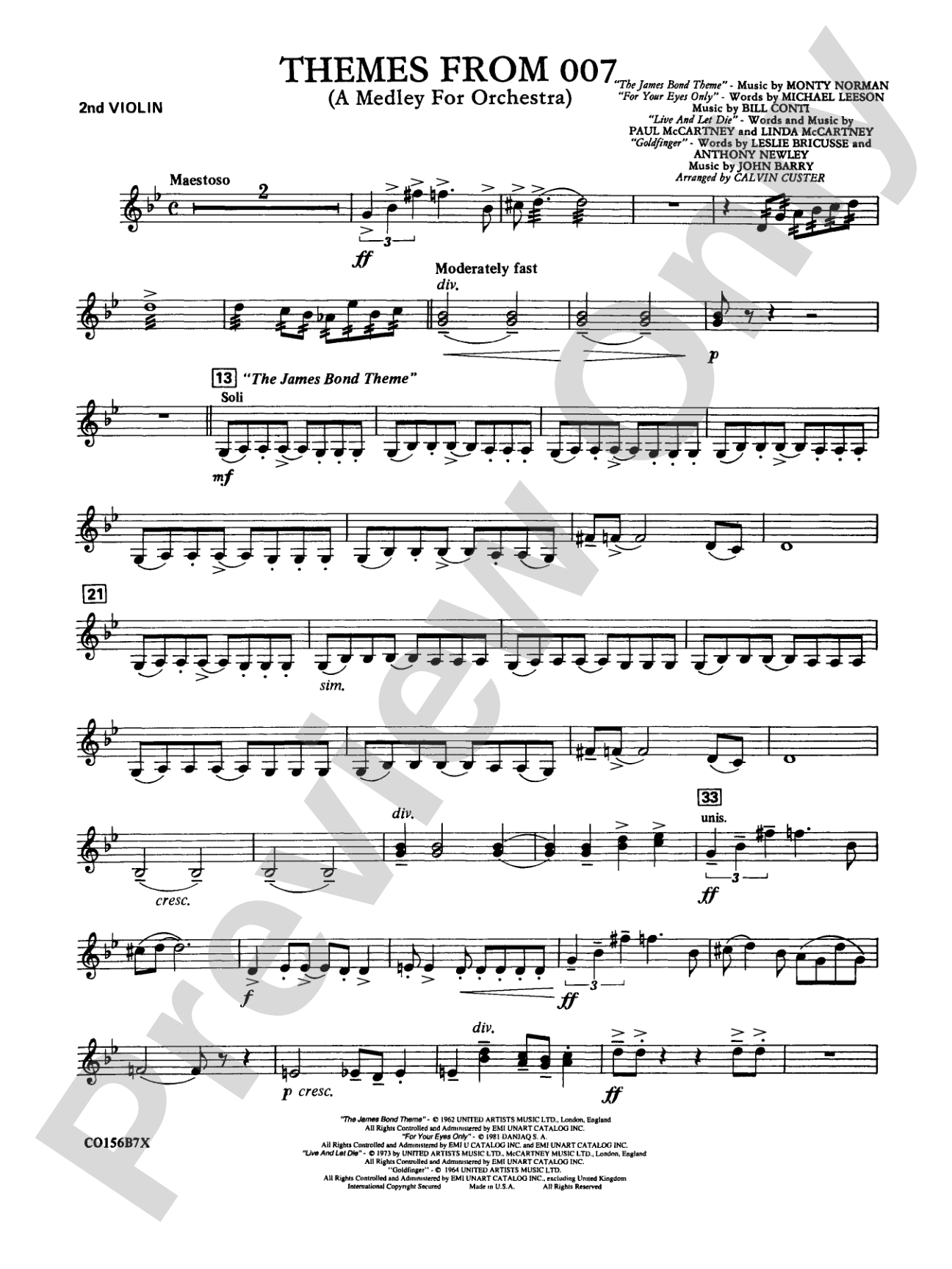 Themes from 007: 2nd Violin