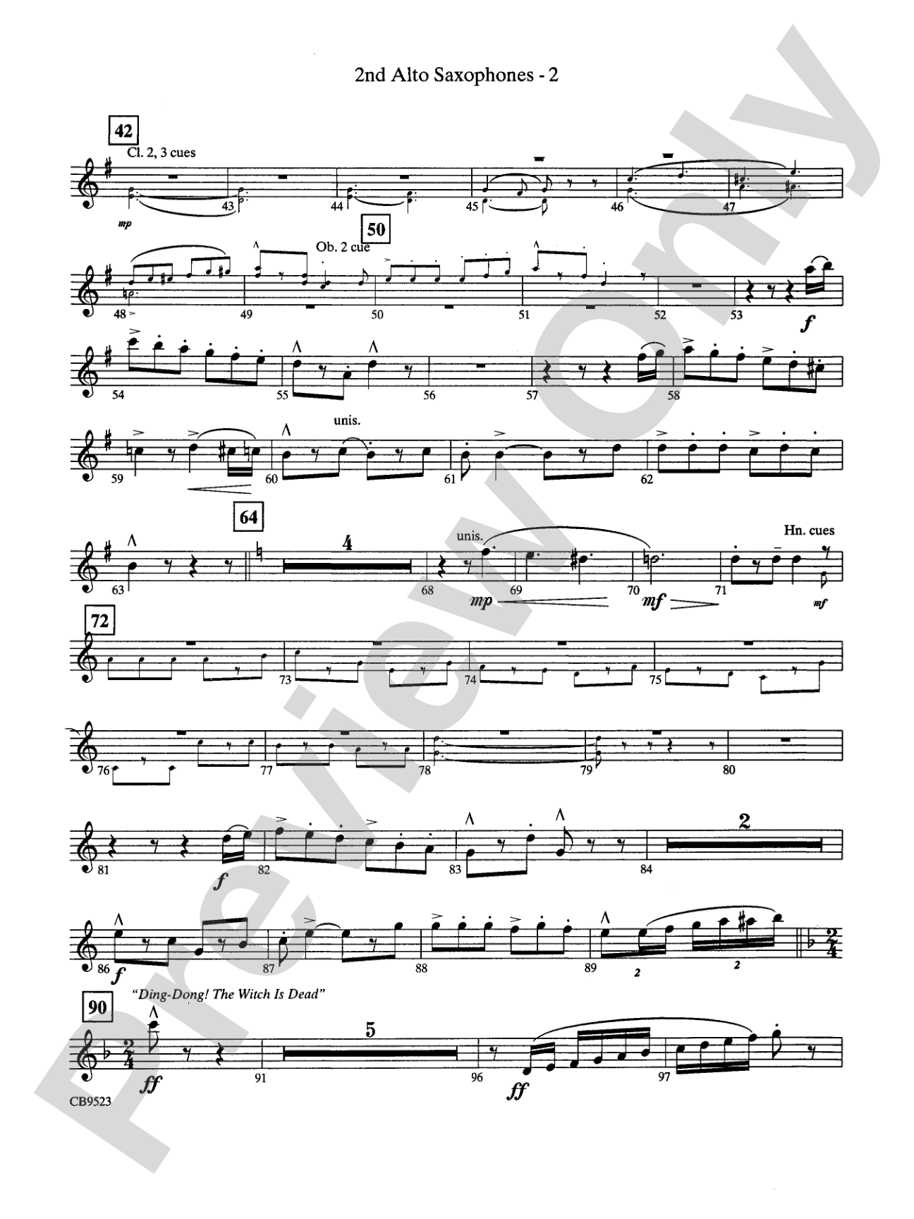 The Wizard of Oz (Medley): 2nd E-flat Alto Saxophone