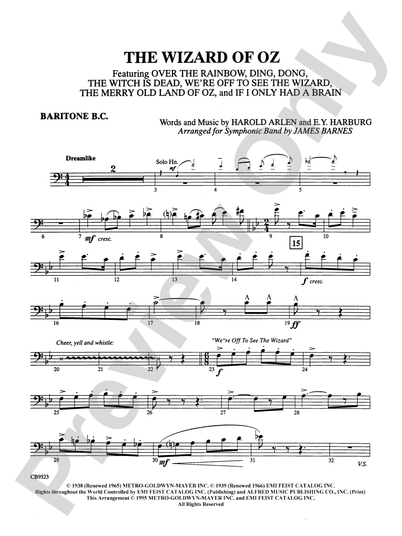 The Wizard of Oz (Medley): Baritone B.C.