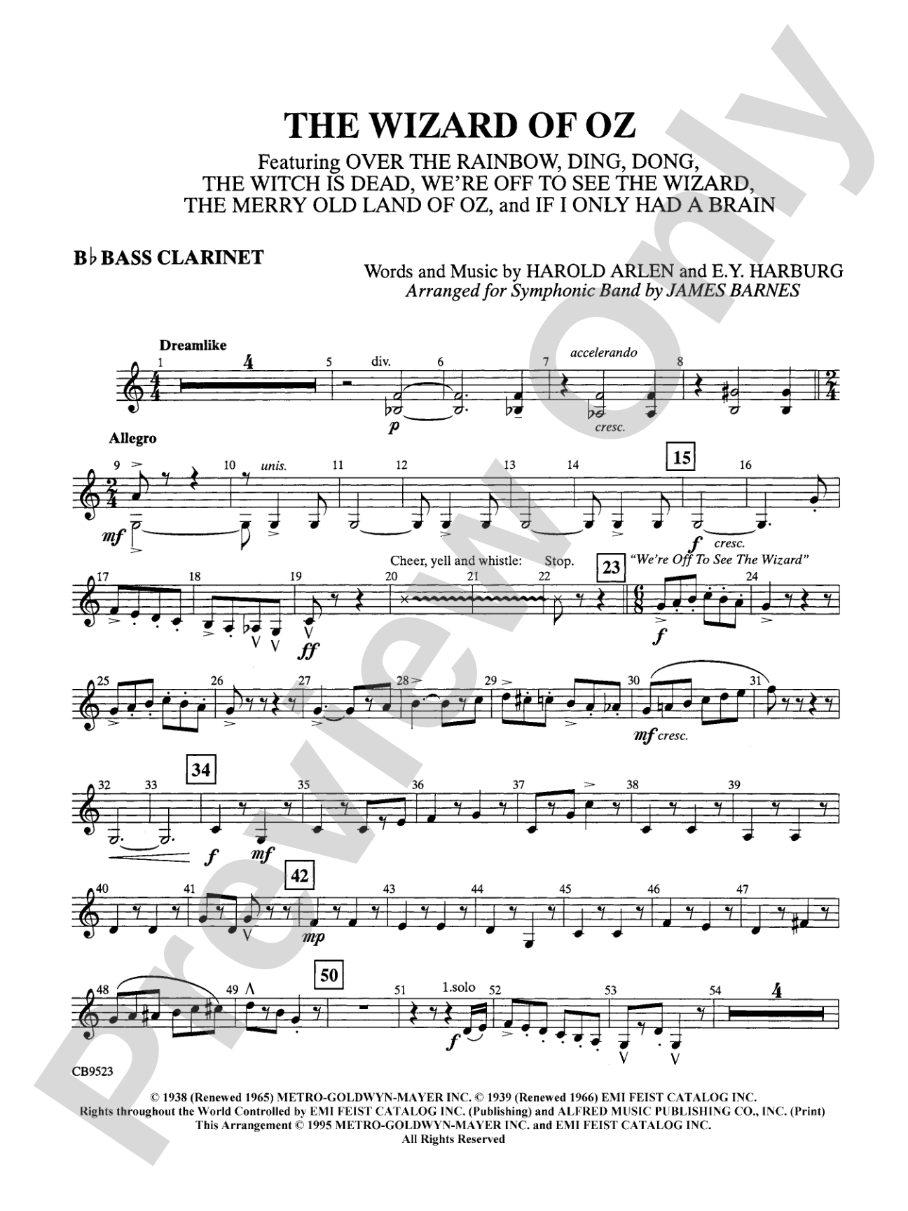 The Wizard of Oz (Medley): B-flat Bass Clarinet