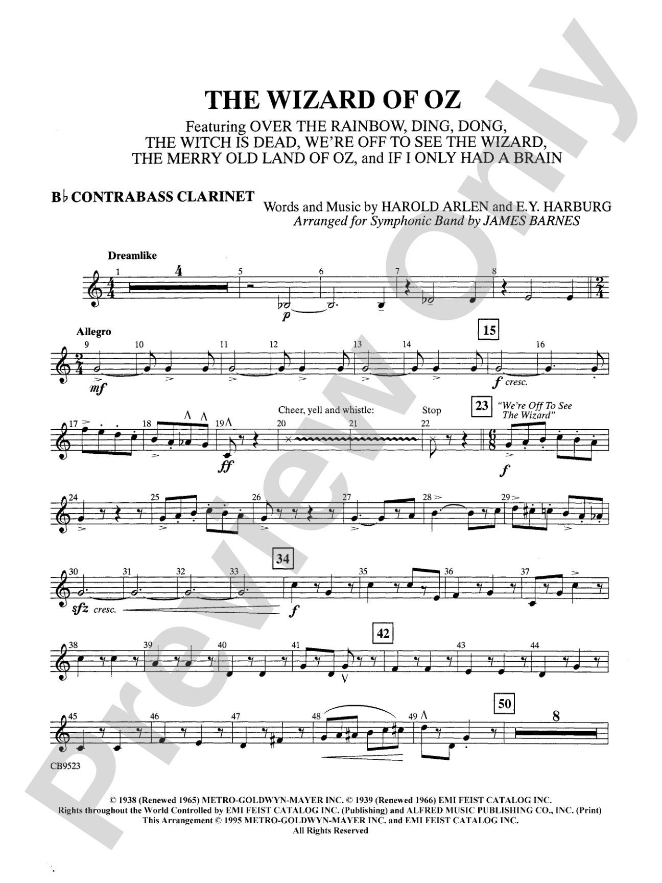 The Wizard of Oz (Medley): B-flat Contrabass Clarinet