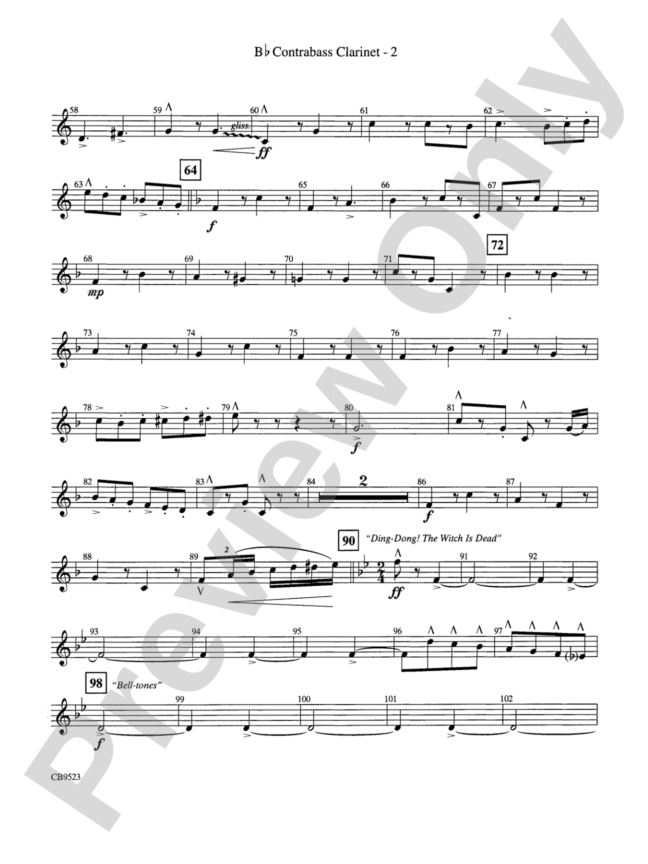 The Wizard of Oz (Medley): B-flat Contrabass Clarinet