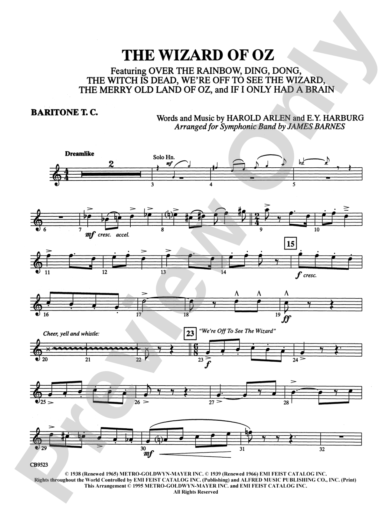 The Wizard of Oz (Medley): Baritone T.C.