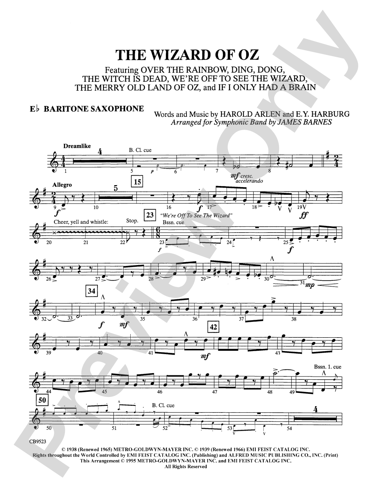 The Wizard of Oz (Medley): E-flat Baritone Saxophone