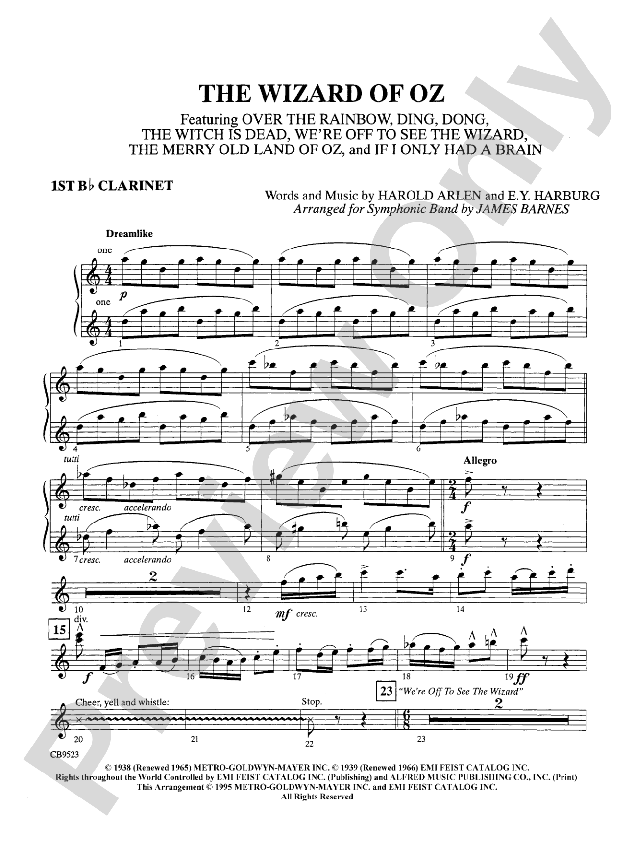 The Wizard of Oz (Medley): 1st B-flat Clarinet