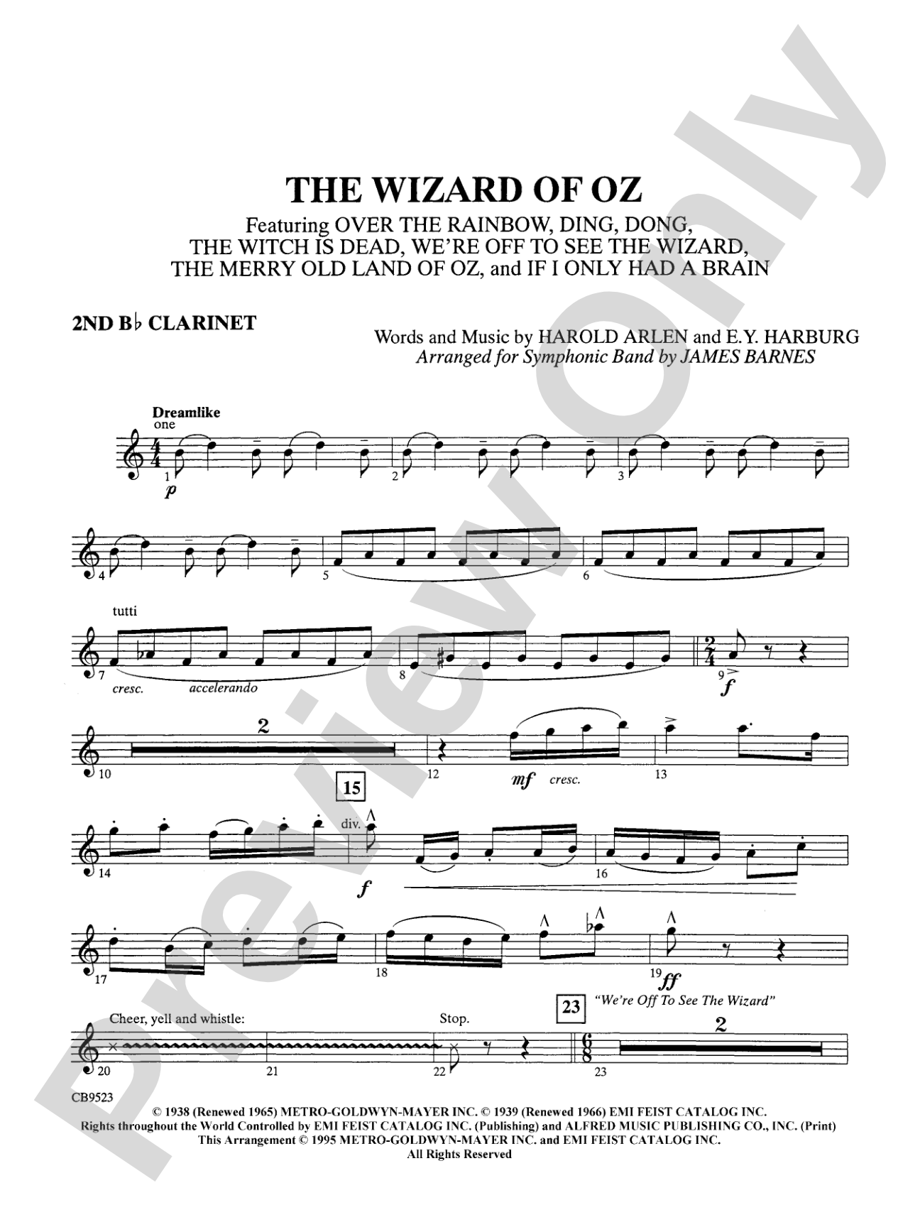 The Wizard of Oz (Medley): 2nd B-flat Clarinet