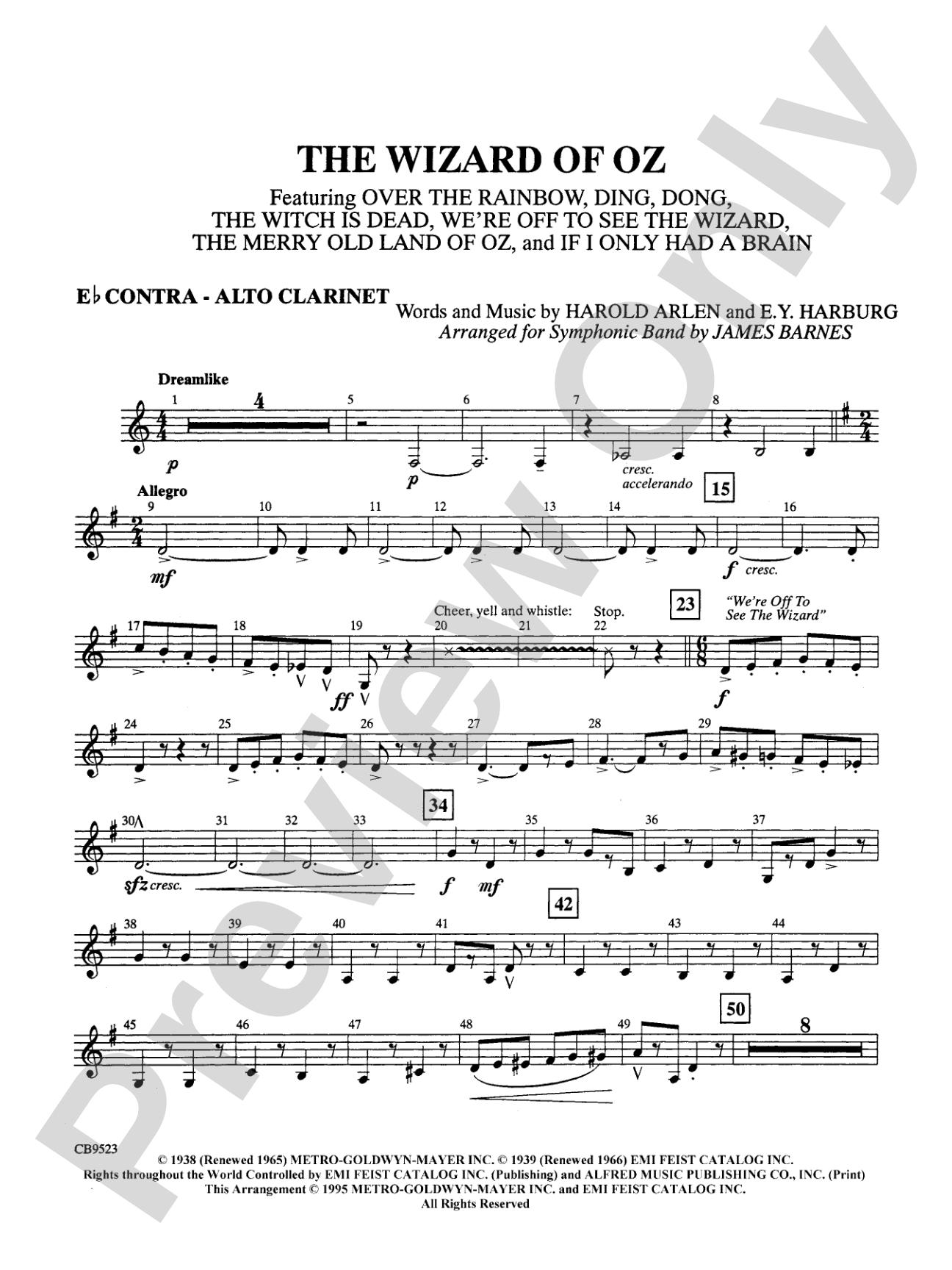 The Wizard of Oz (Medley): E-flat Contra-Alto Clarinet