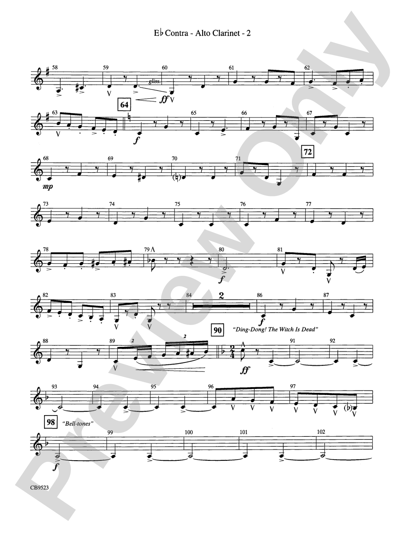 The Wizard of Oz (Medley): E-flat Contra-Alto Clarinet