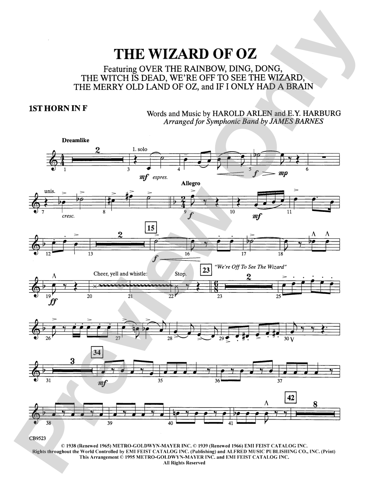 The Wizard of Oz (Medley): 1st F Horn