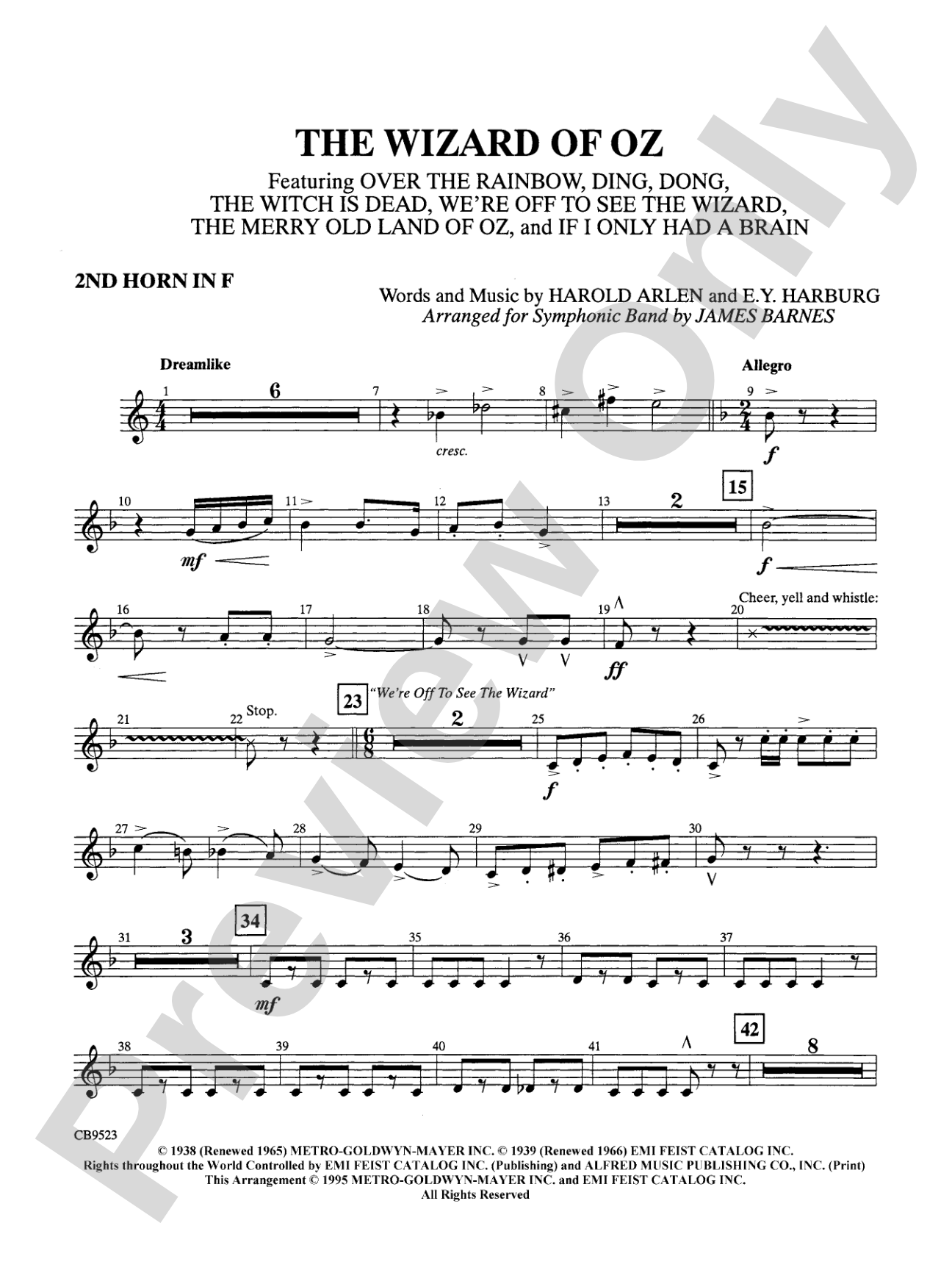 The Wizard of Oz (Medley): 2nd F Horn