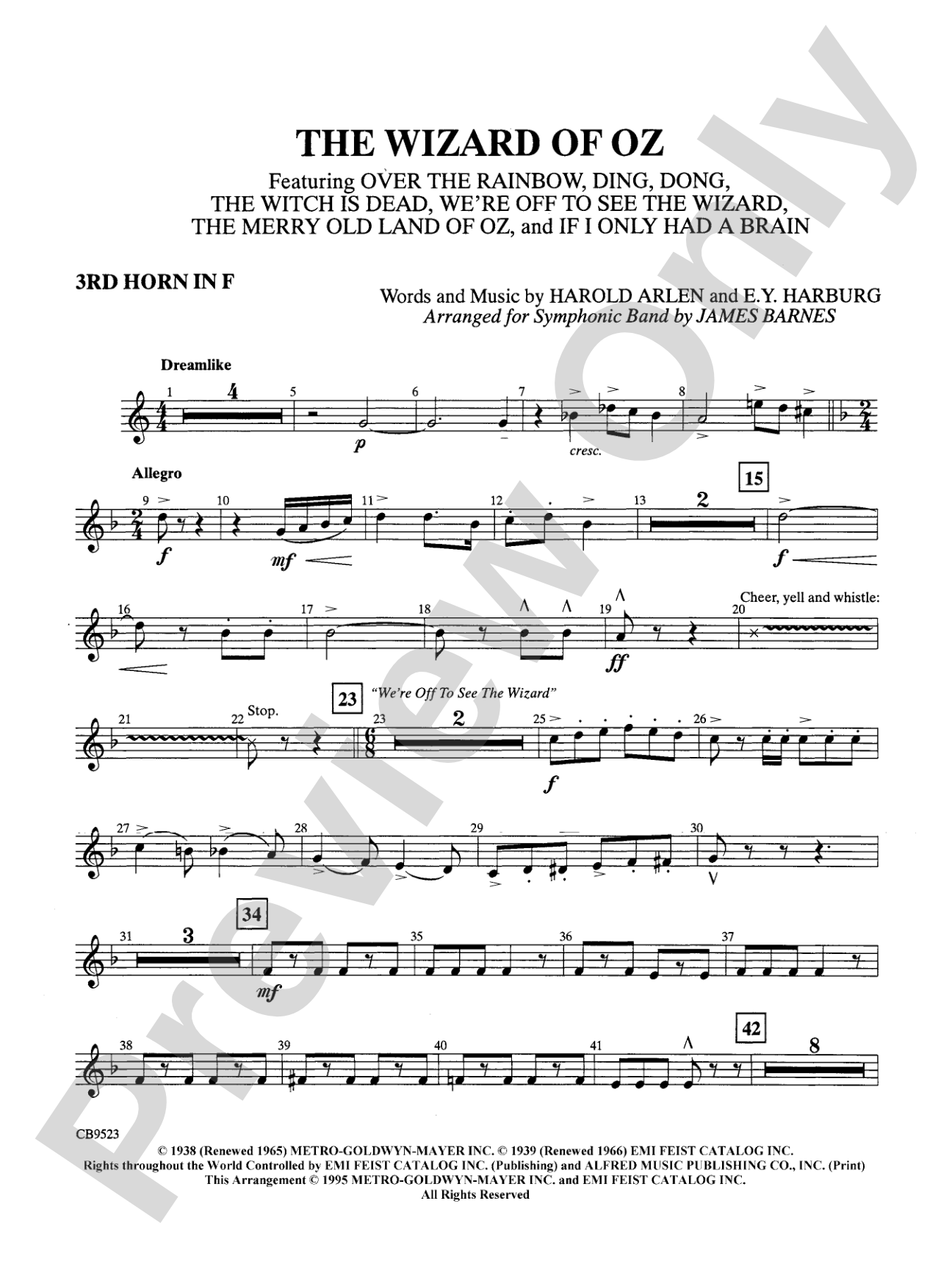 The Wizard of Oz (Medley): 3rd F Horn