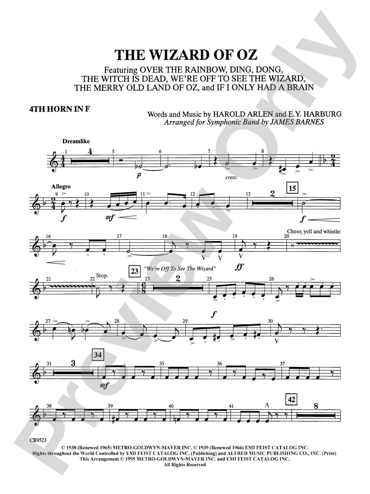 The Wizard of Oz (Medley): 4th F Horn