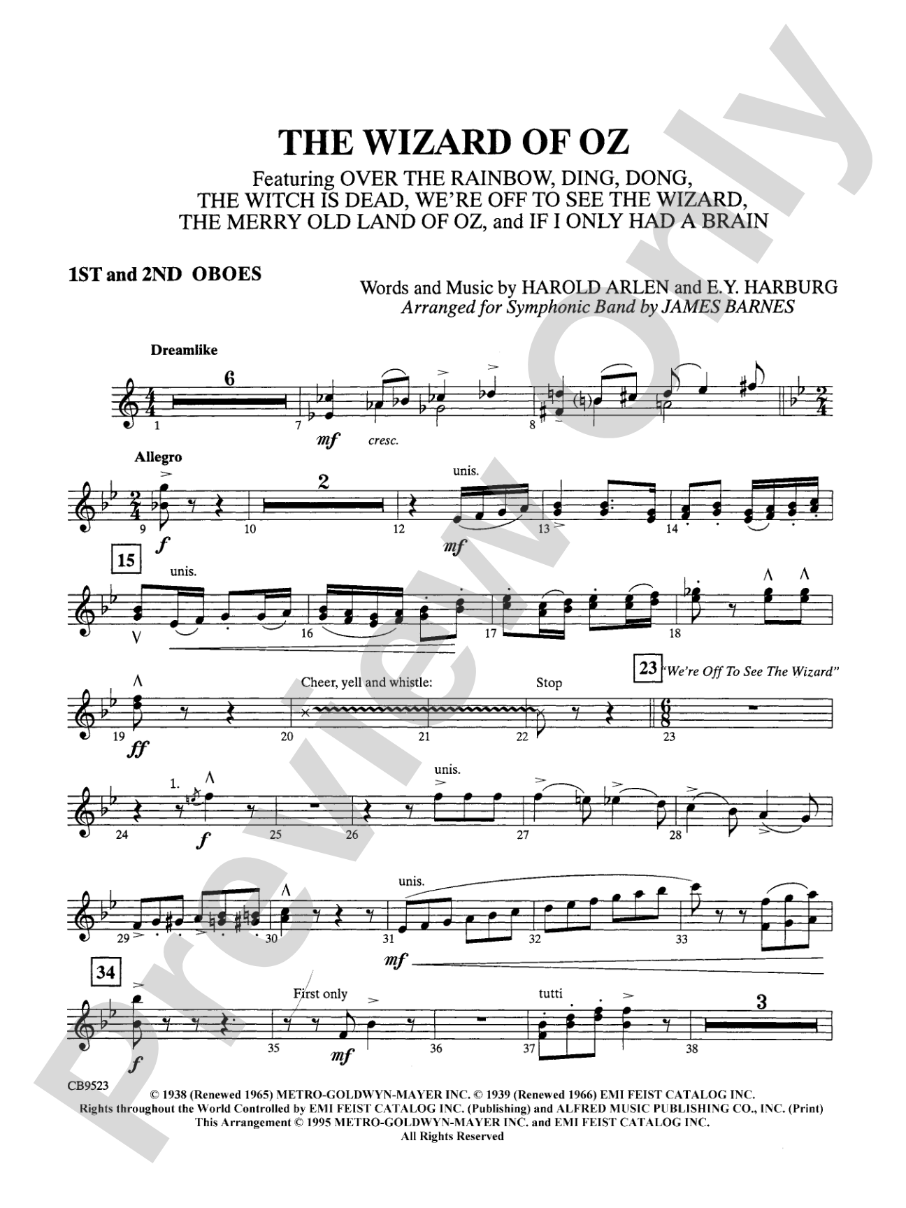 The Wizard of Oz (Medley): 1st & 2nd Oboe
