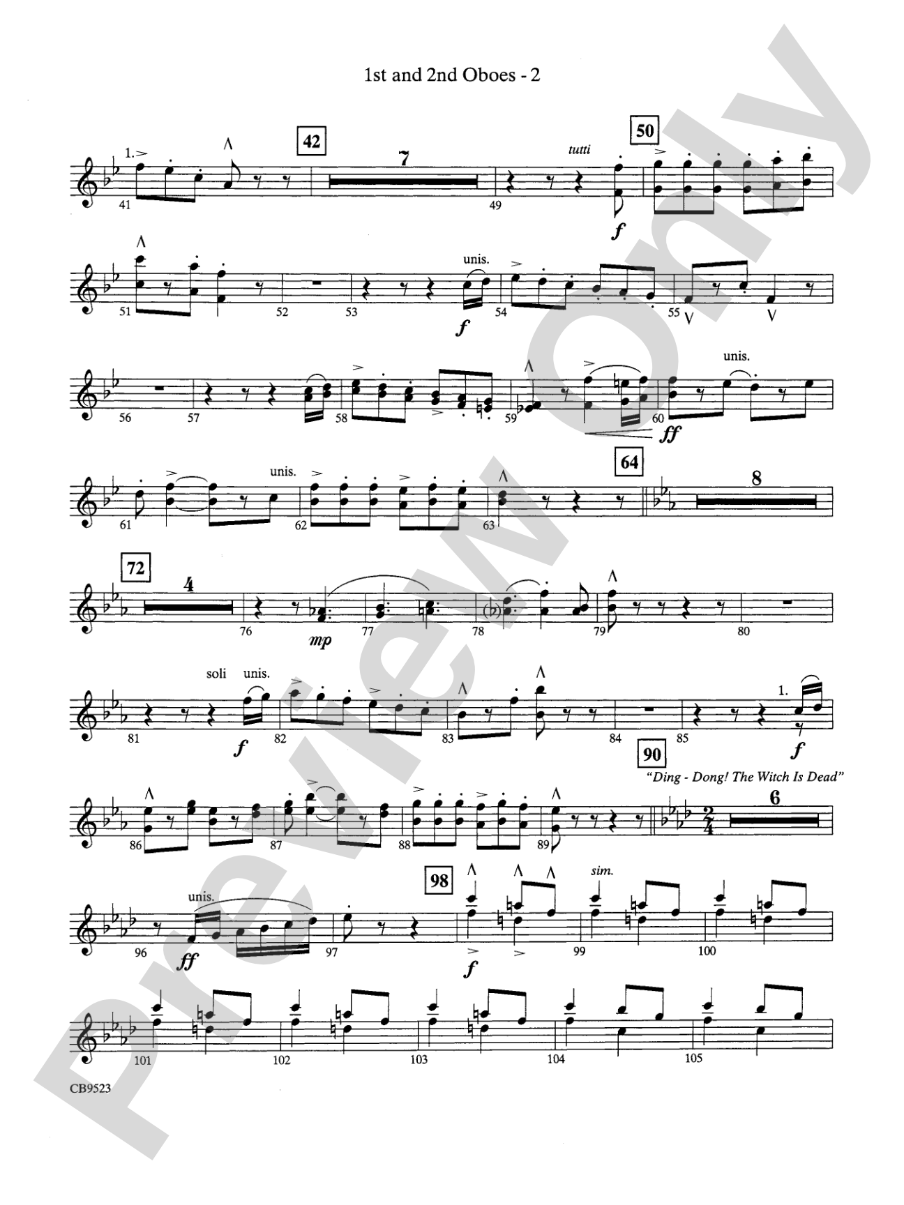 The Wizard of Oz (Medley): 1st & 2nd Oboe