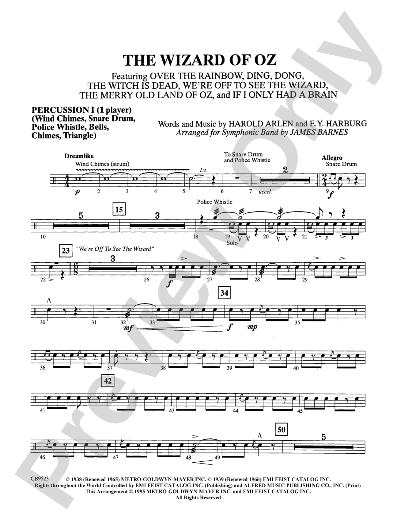 The Wizard of Oz (Medley): 1st Percussion