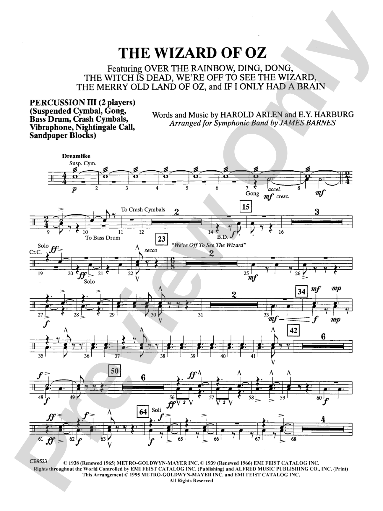 The Wizard of Oz (Medley): 3rd Percussion