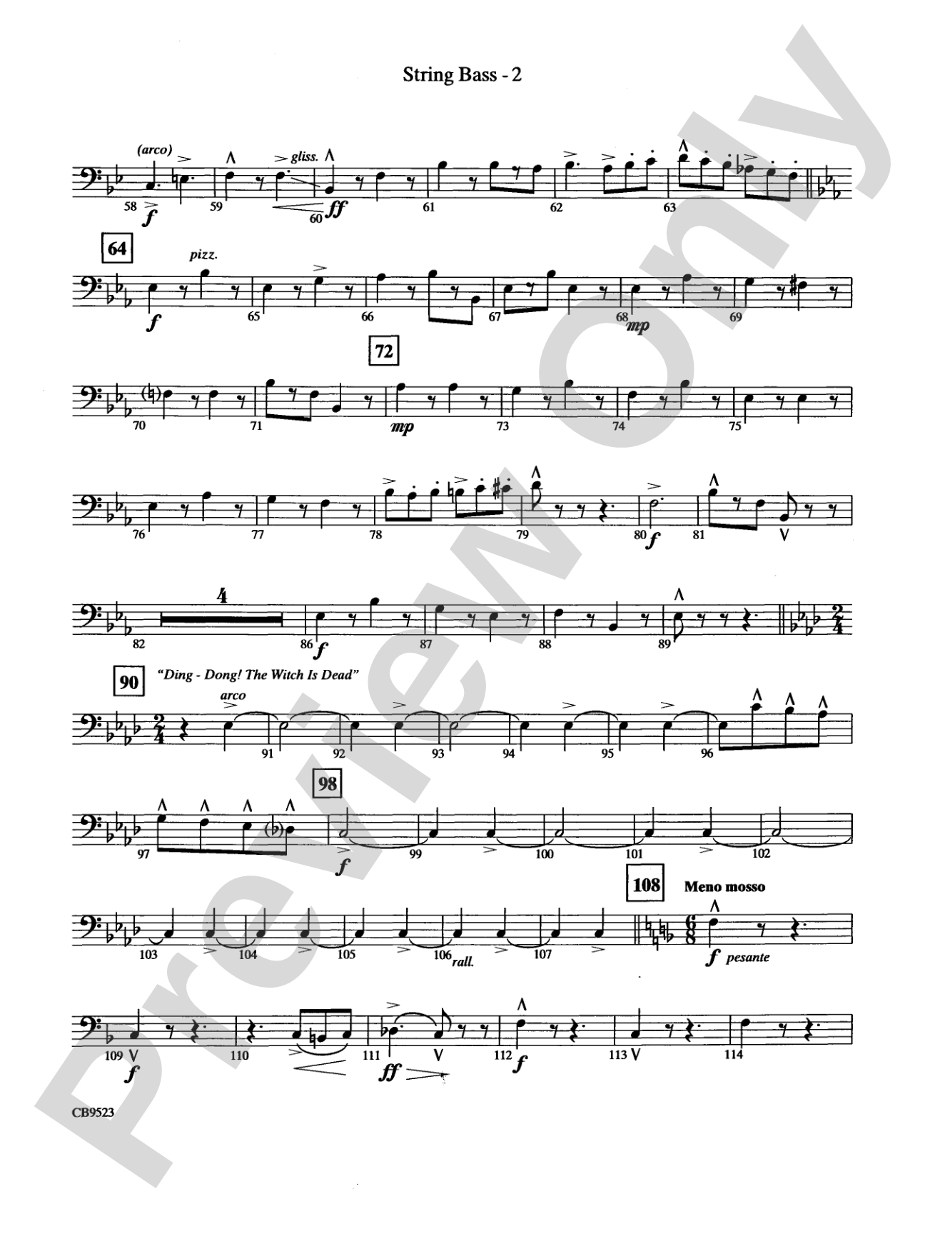 The Wizard of Oz (Medley): String Bass