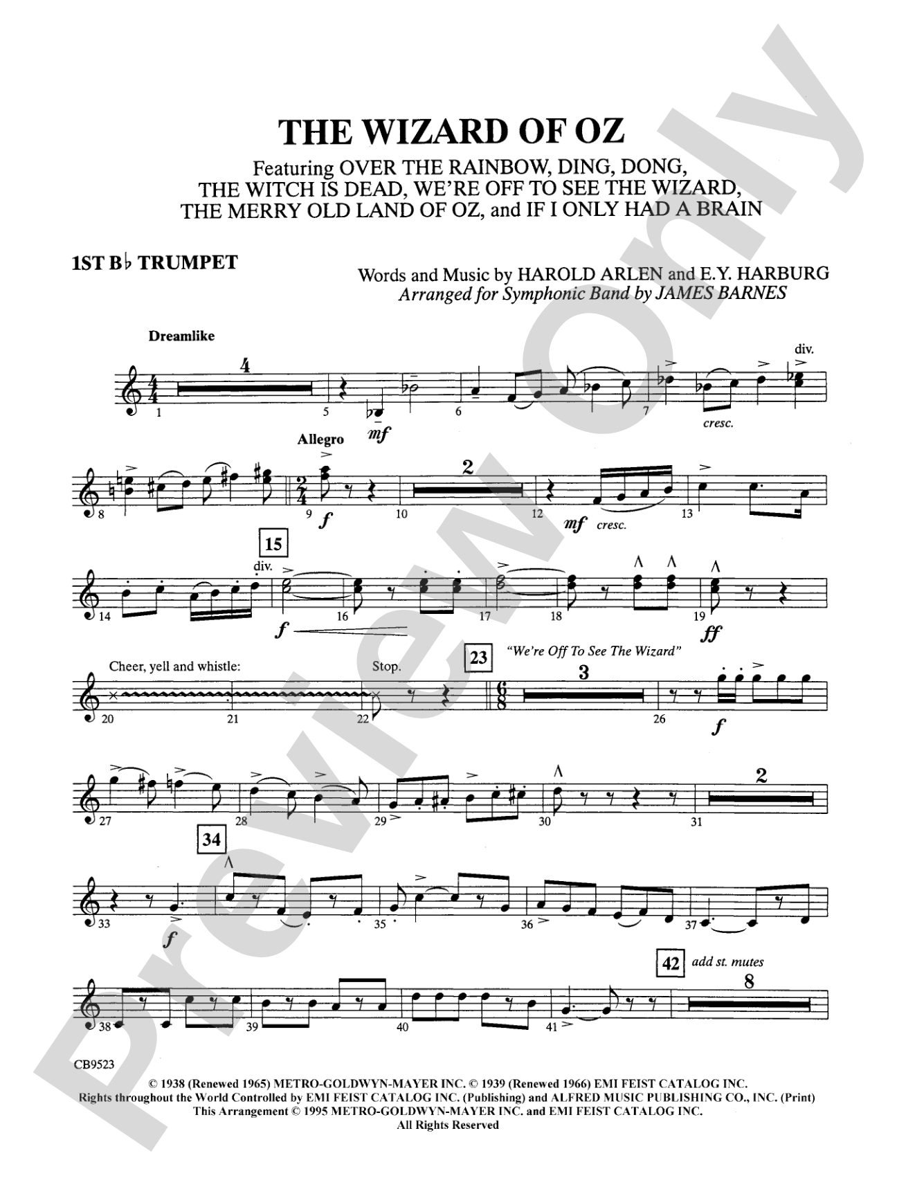 The Wizard of Oz (Medley): 1st B-flat Trumpet