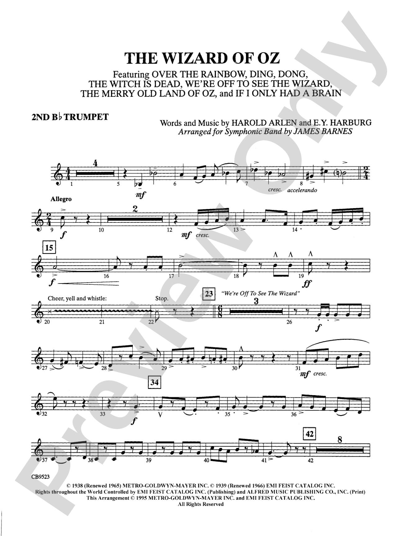 The Wizard of Oz (Medley): 2nd B-flat Trumpet