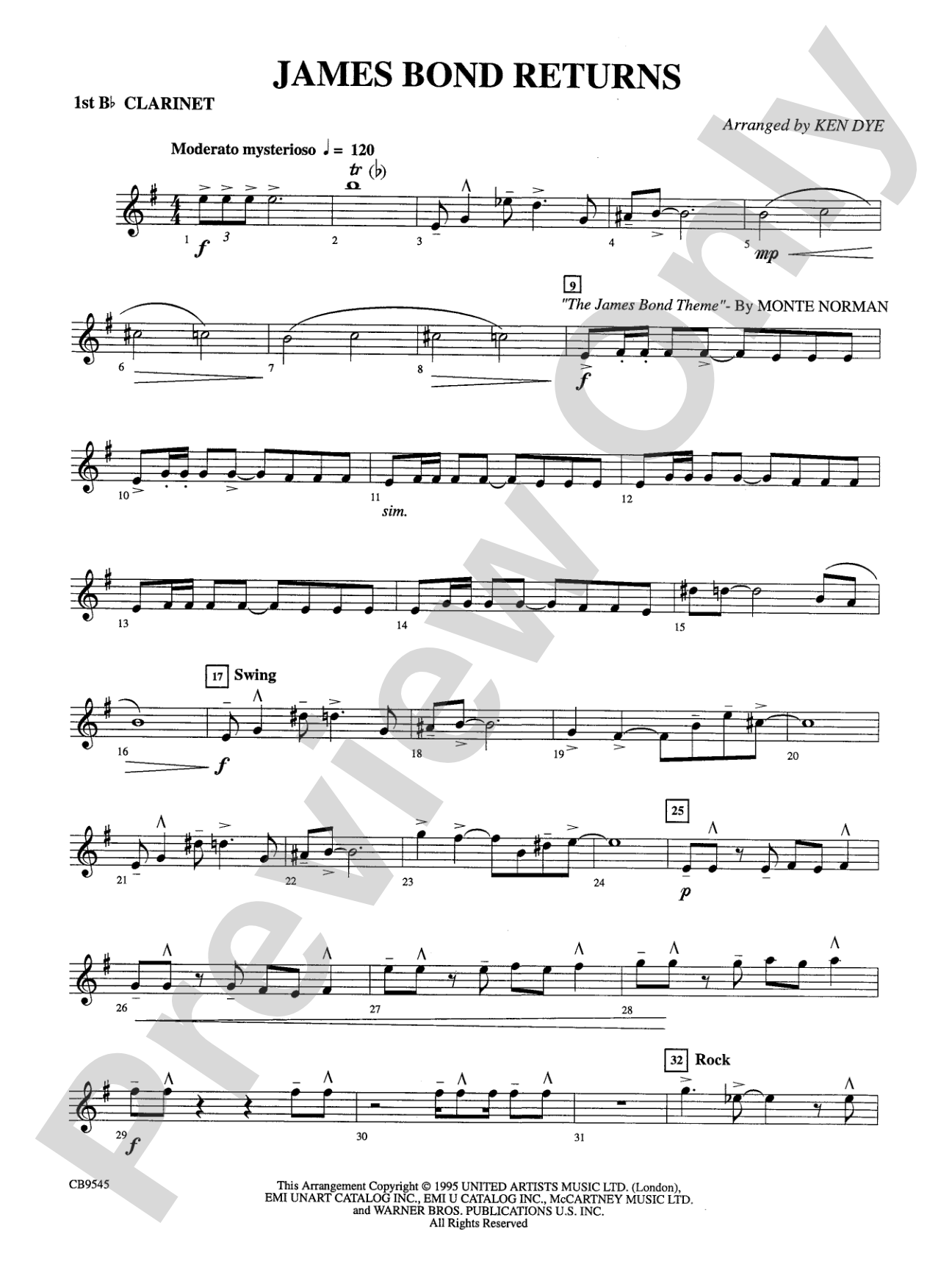 James Bond Returns: 1st B-flat Clarinet