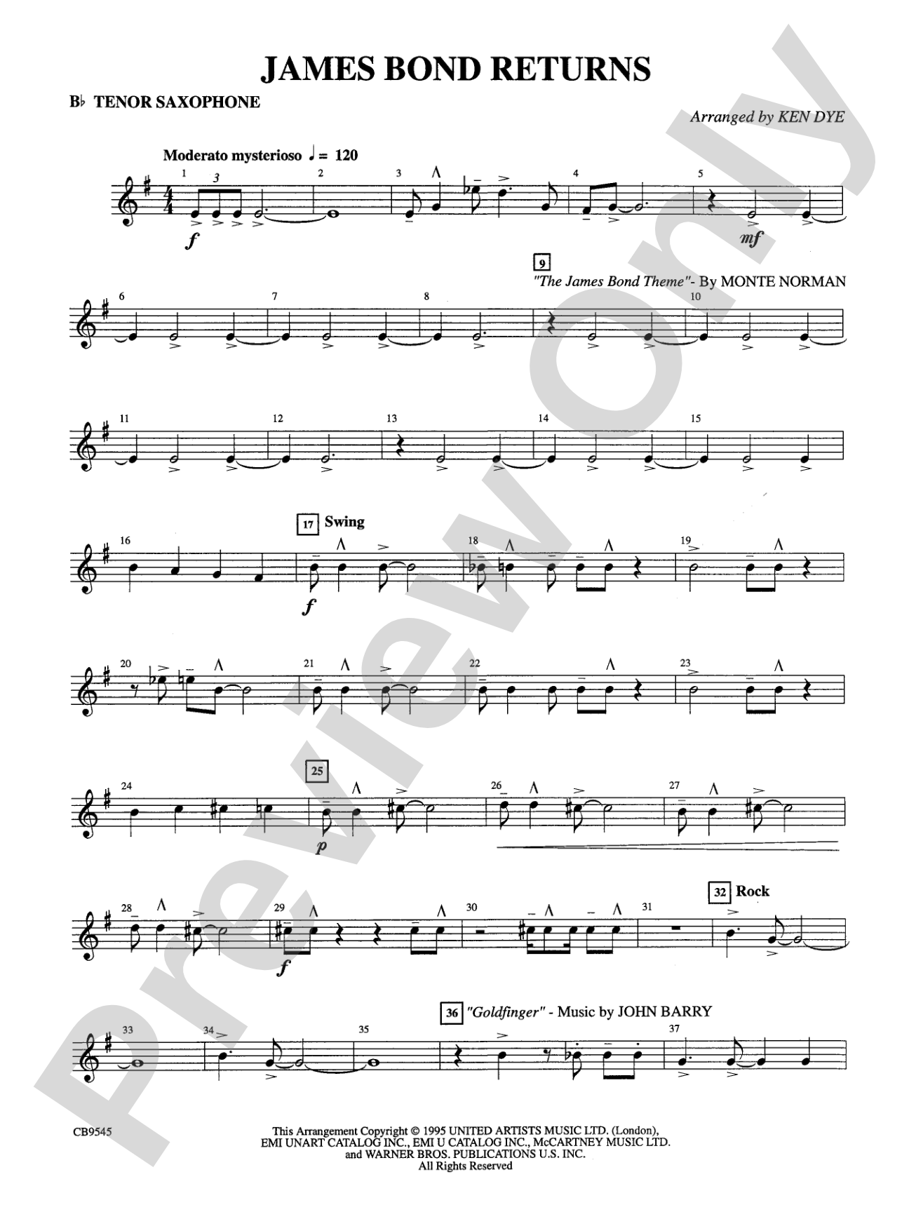 James Bond Returns: B-flat Tenor Saxophone