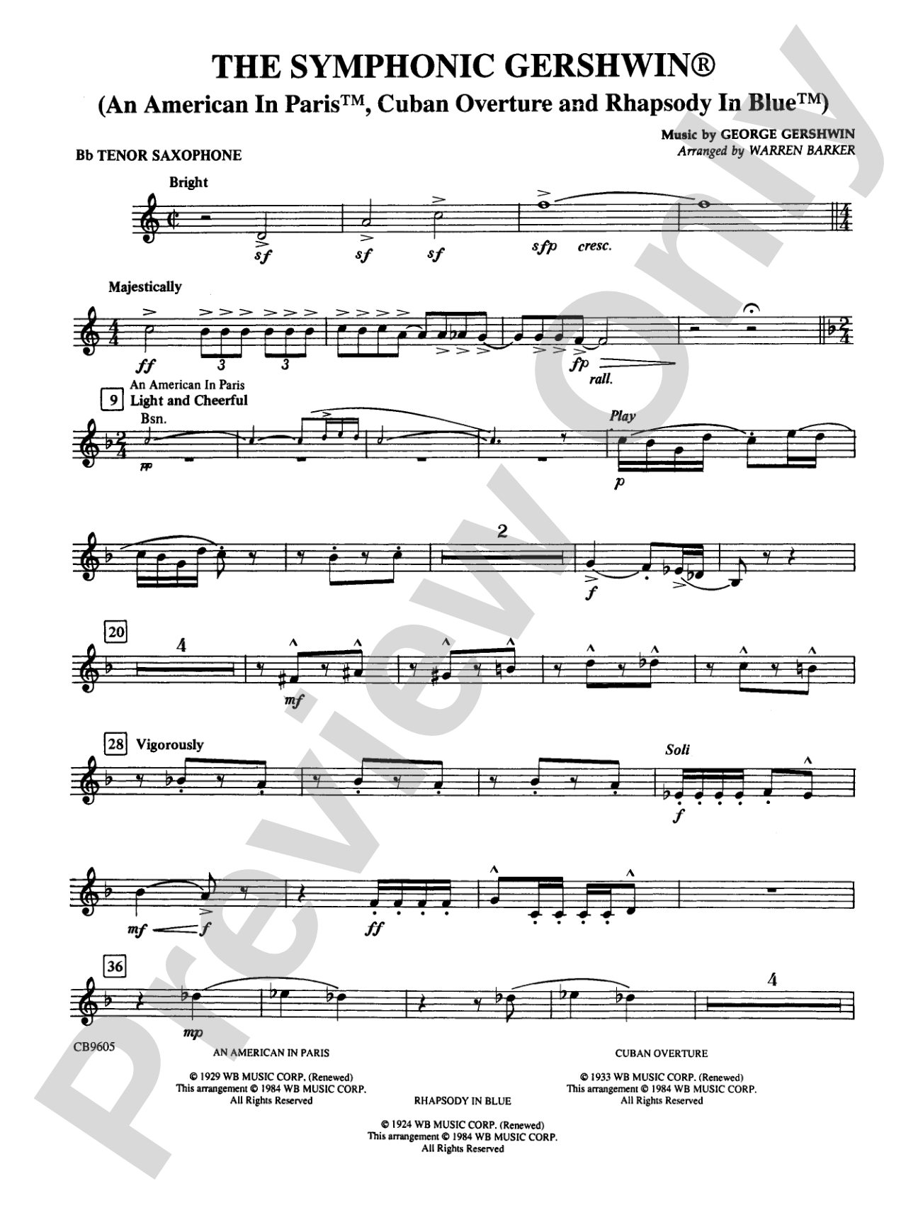 The Symphonic Gershwin: B-flat Tenor Saxophone