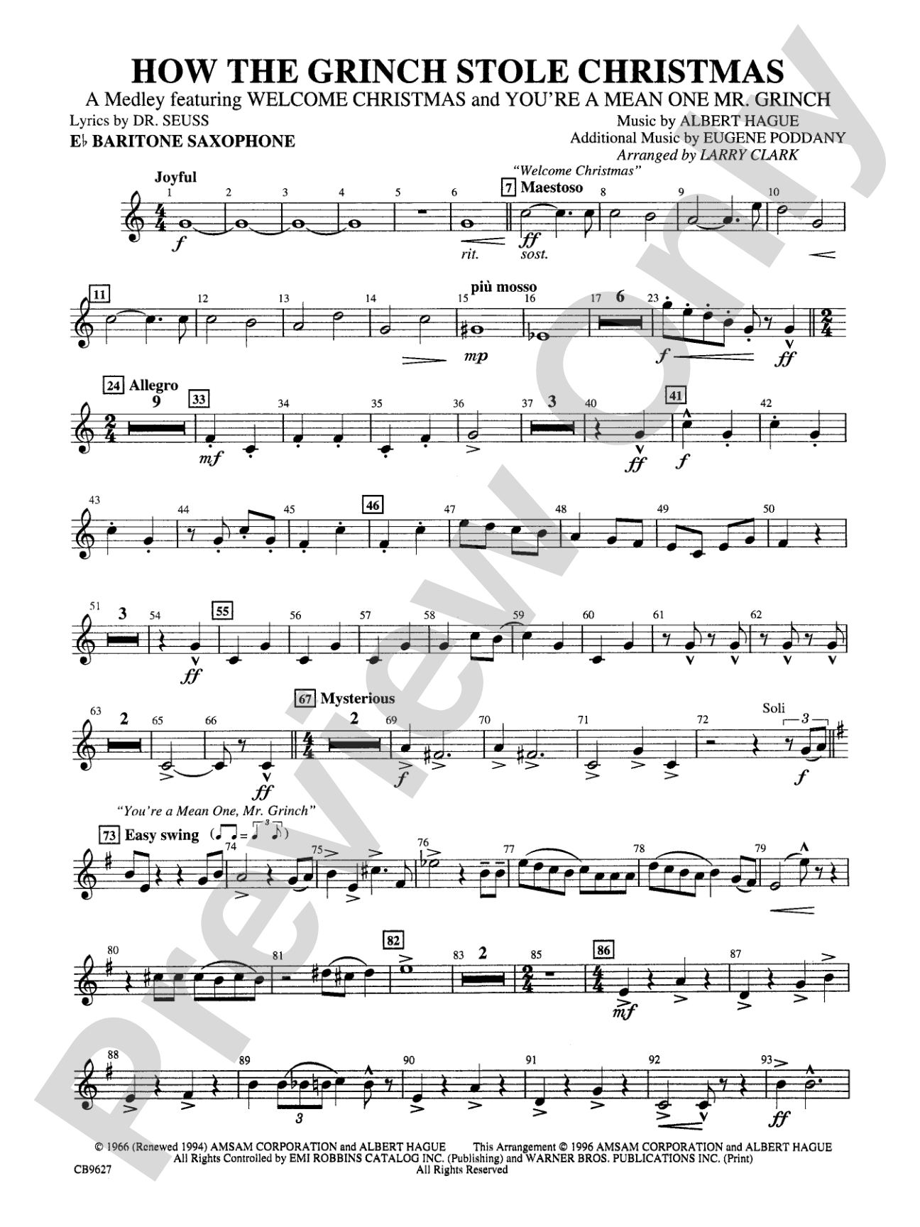 How the Grinch Stole Christmas: E-flat Baritone Saxophone