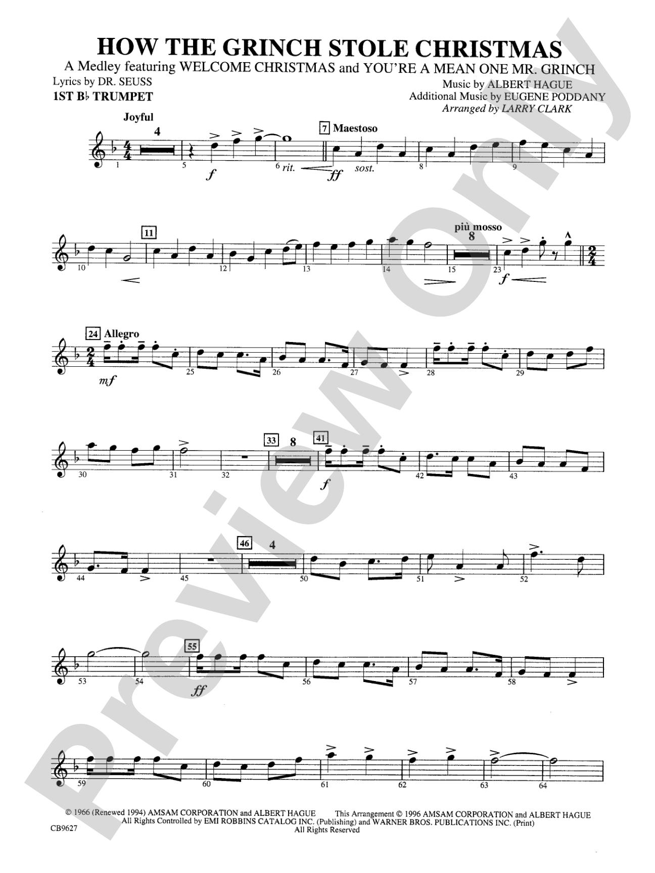 How the Grinch Stole Christmas: 1st B-flat Trumpet