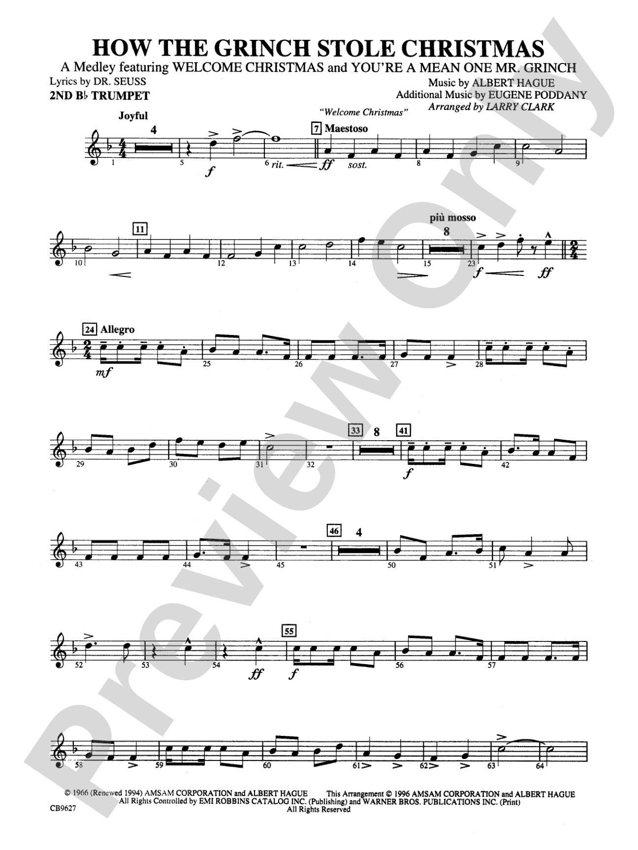 How the Grinch Stole Christmas: 2nd B-flat Trumpet