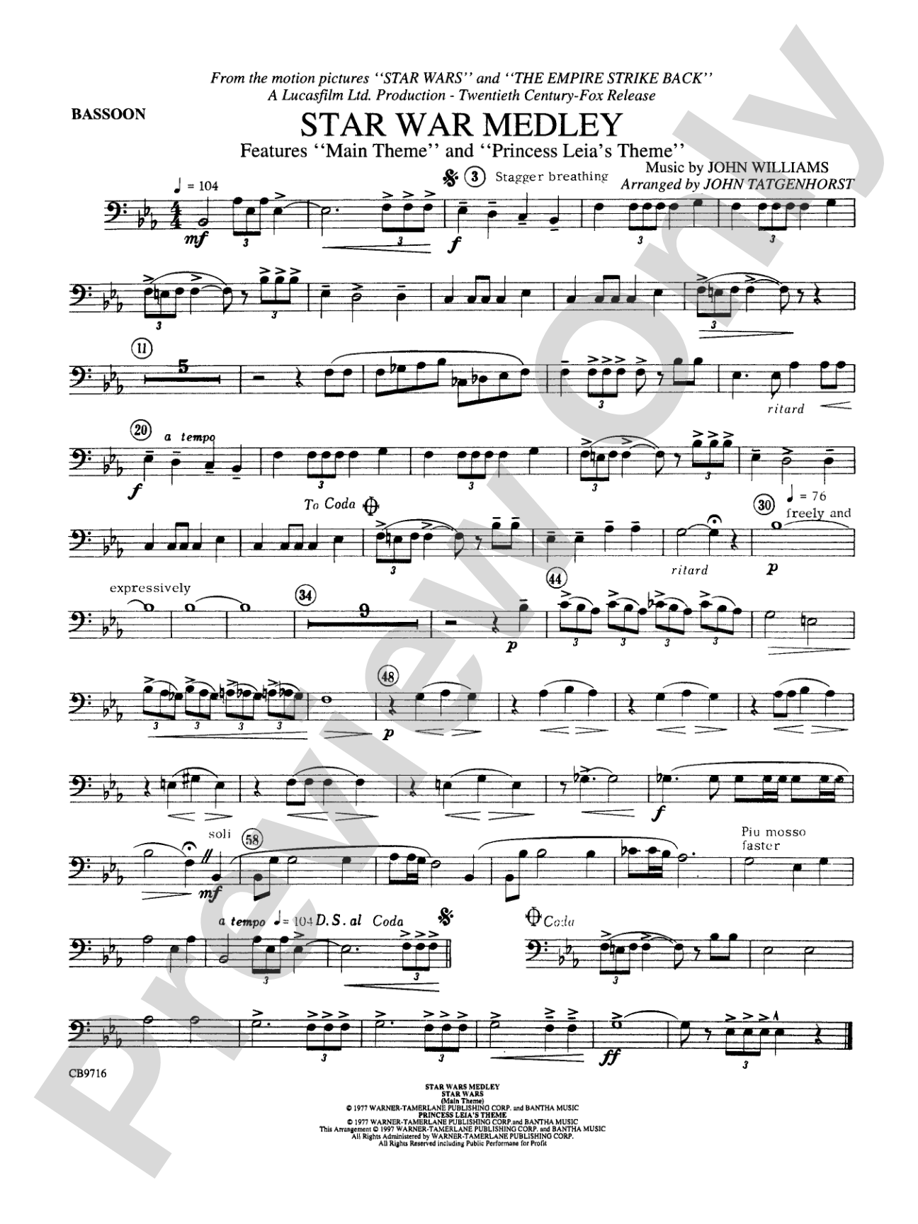 Star Wars® Medley: Bassoon