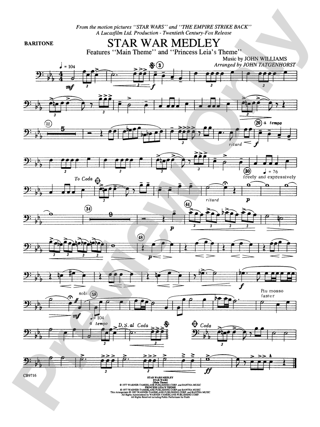 Star Wars® Medley: Baritone B.C.