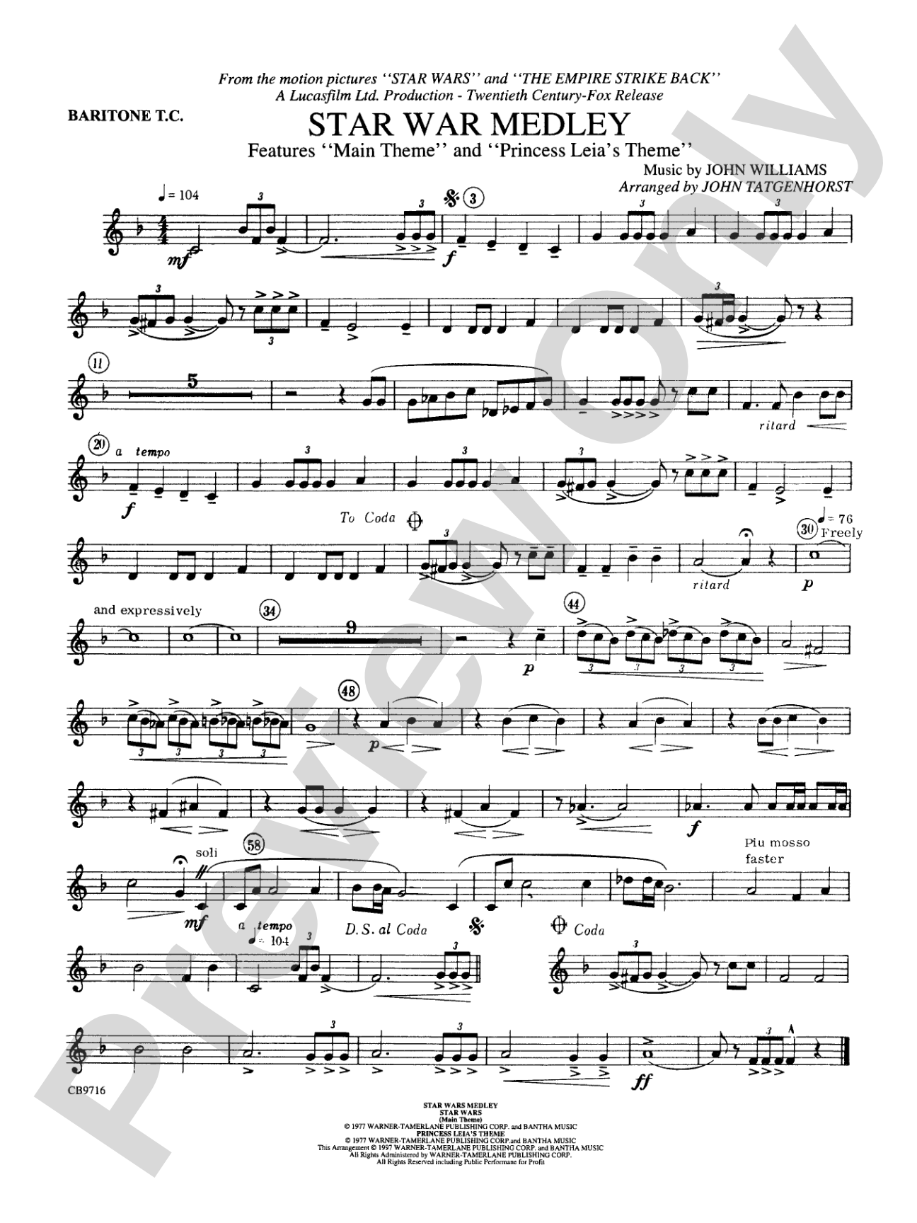 Star Wars® Medley: Baritone T.C.