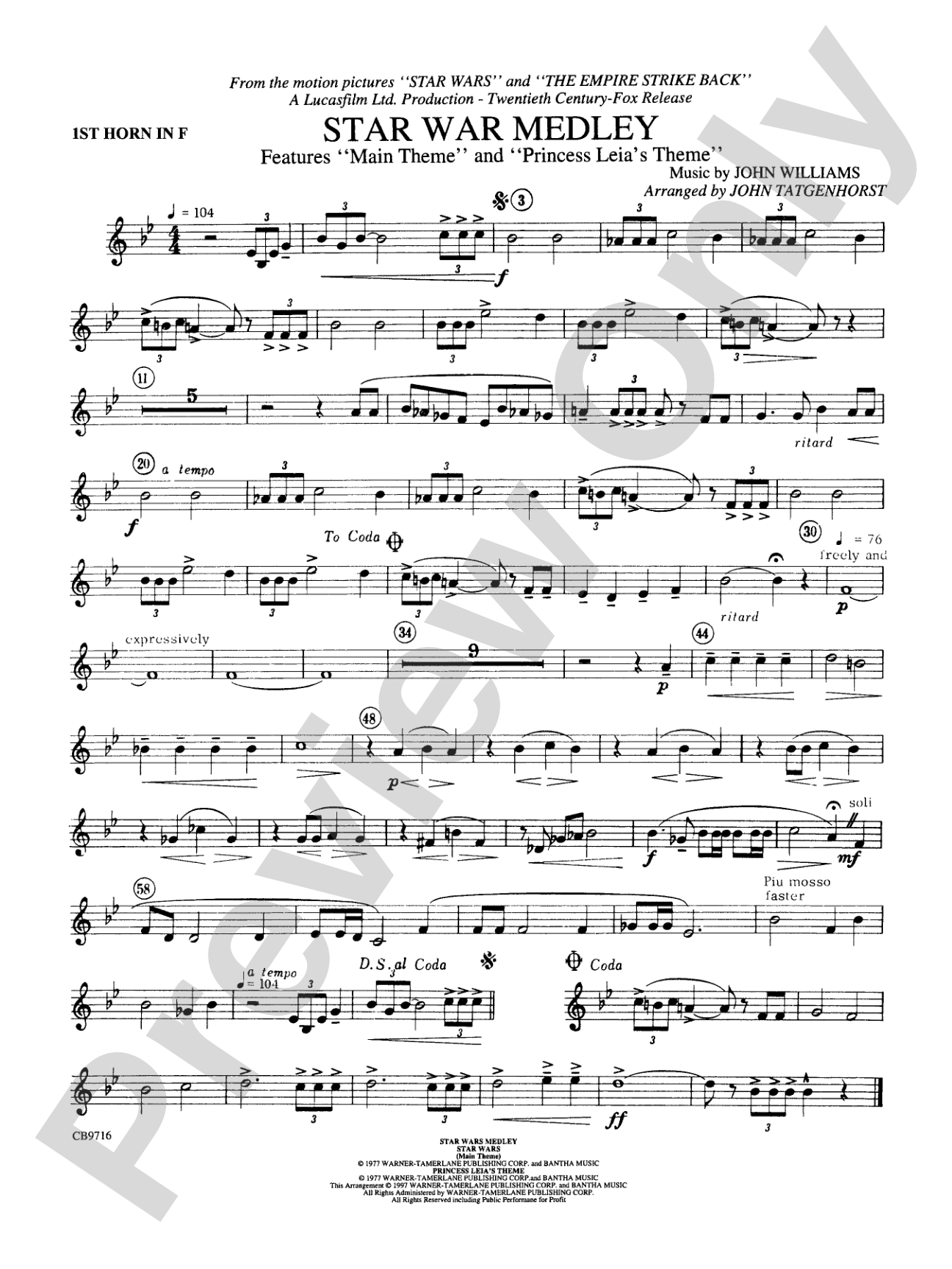 Star Wars® Medley: 1st F Horn