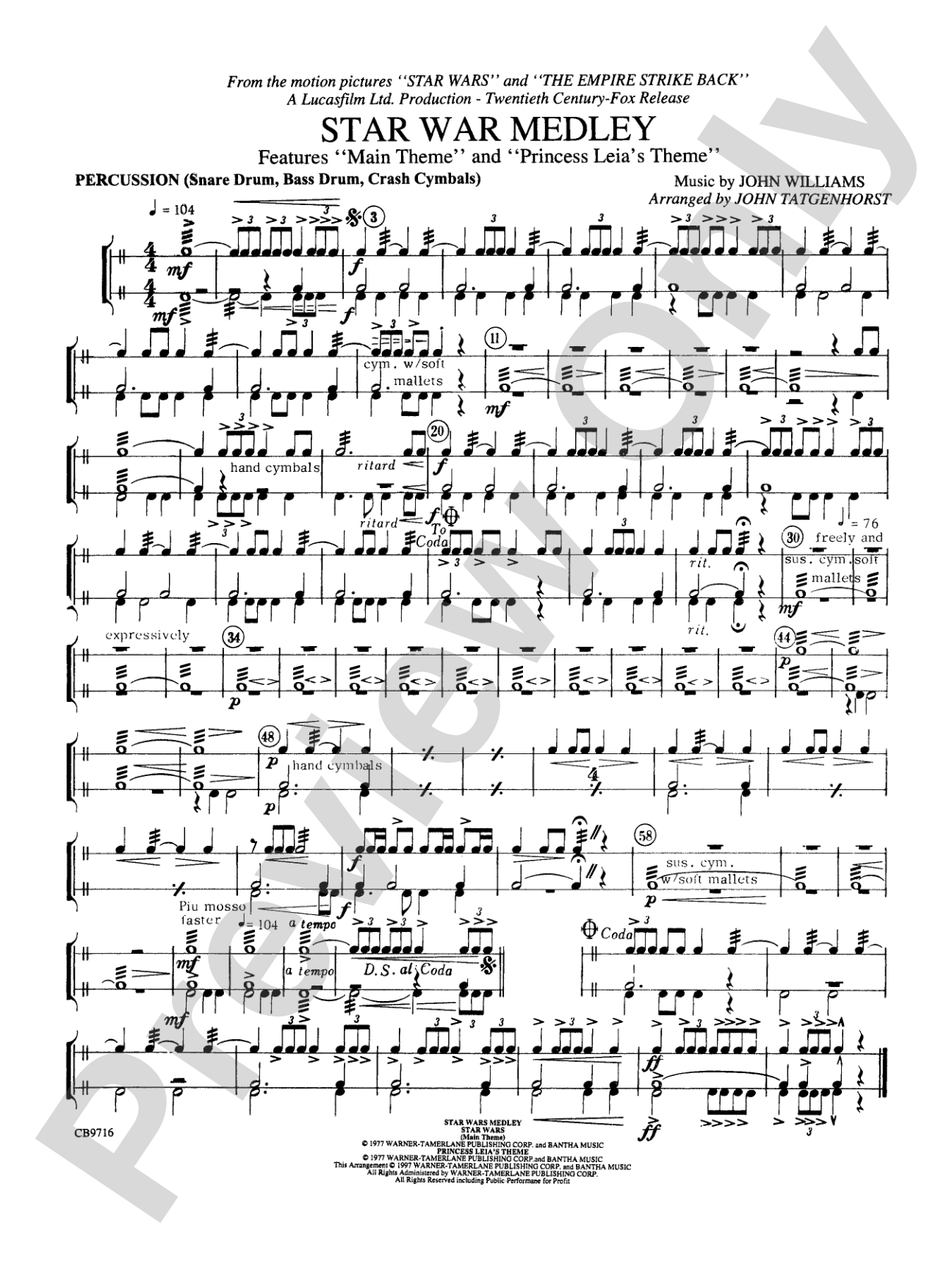 Star Wars® Medley: 1st Percussion