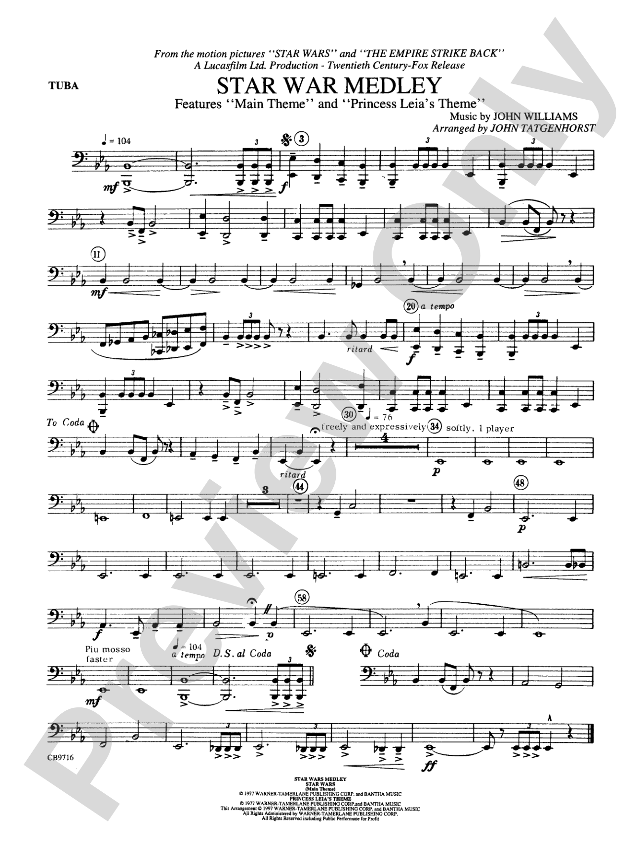 Star Wars® Medley: Tuba