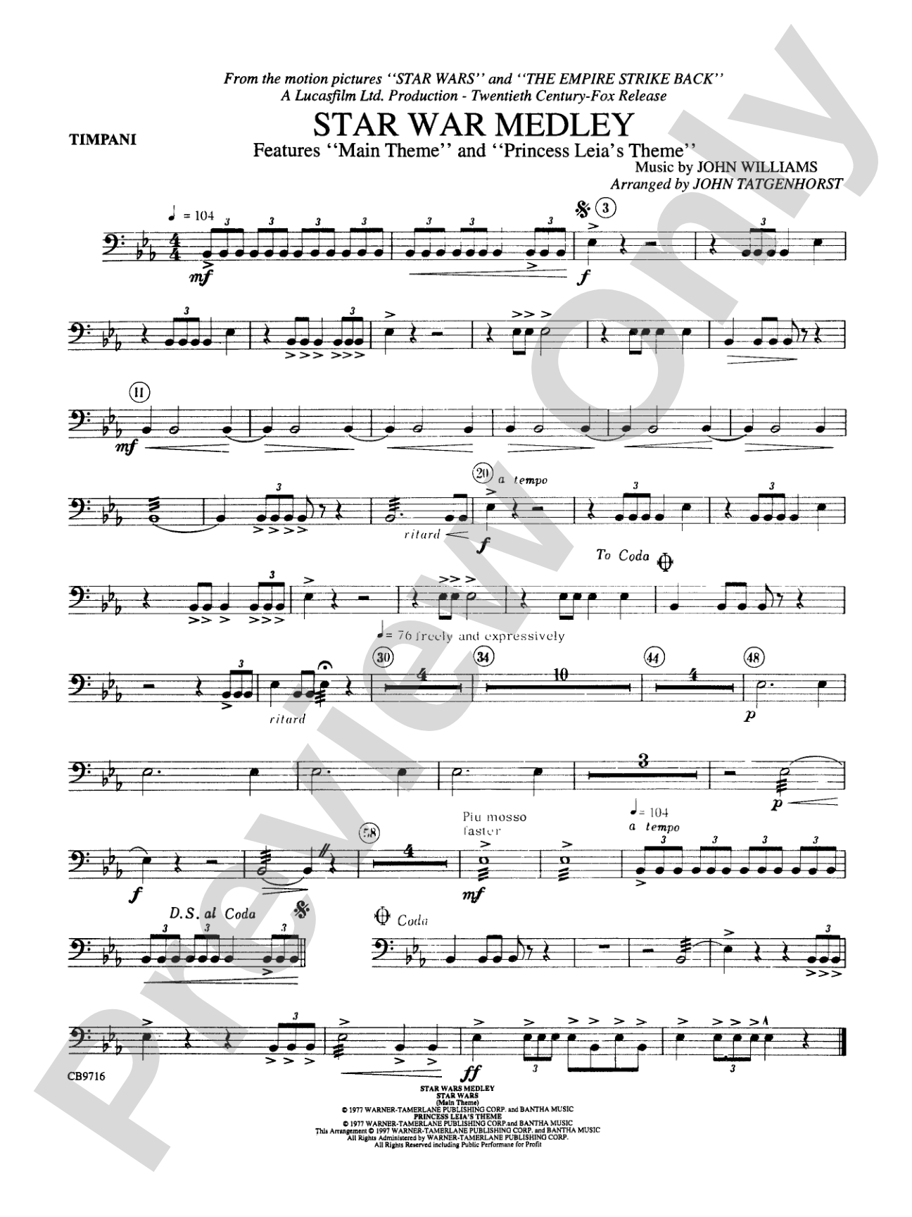 Star Wars® Medley: Timpani