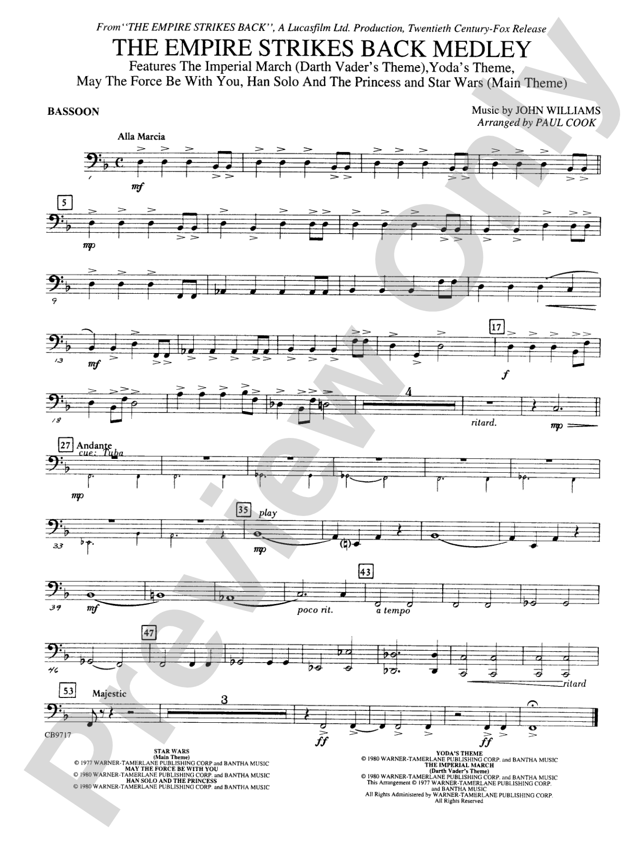 The Empire Strikes Back Medley: Bassoon