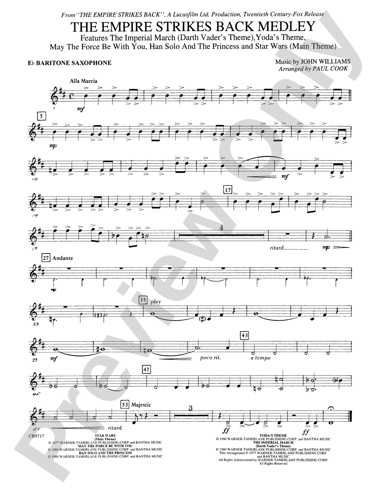 The Empire Strikes Back Medley: E-flat Baritone Saxophone