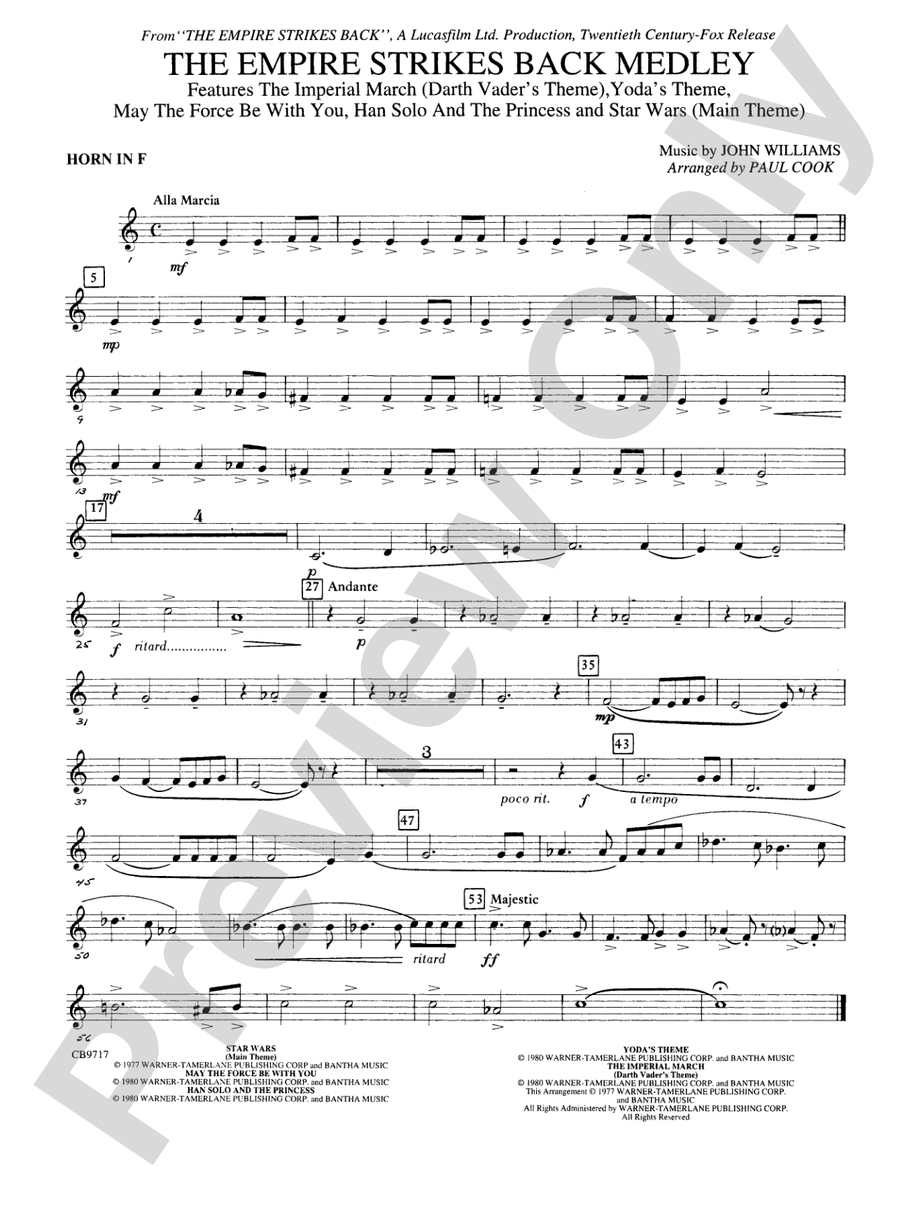 The Empire Strikes Back Medley: 1st F Horn