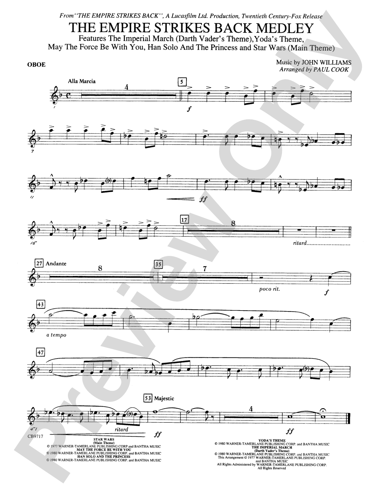 The Empire Strikes Back Medley: Oboe