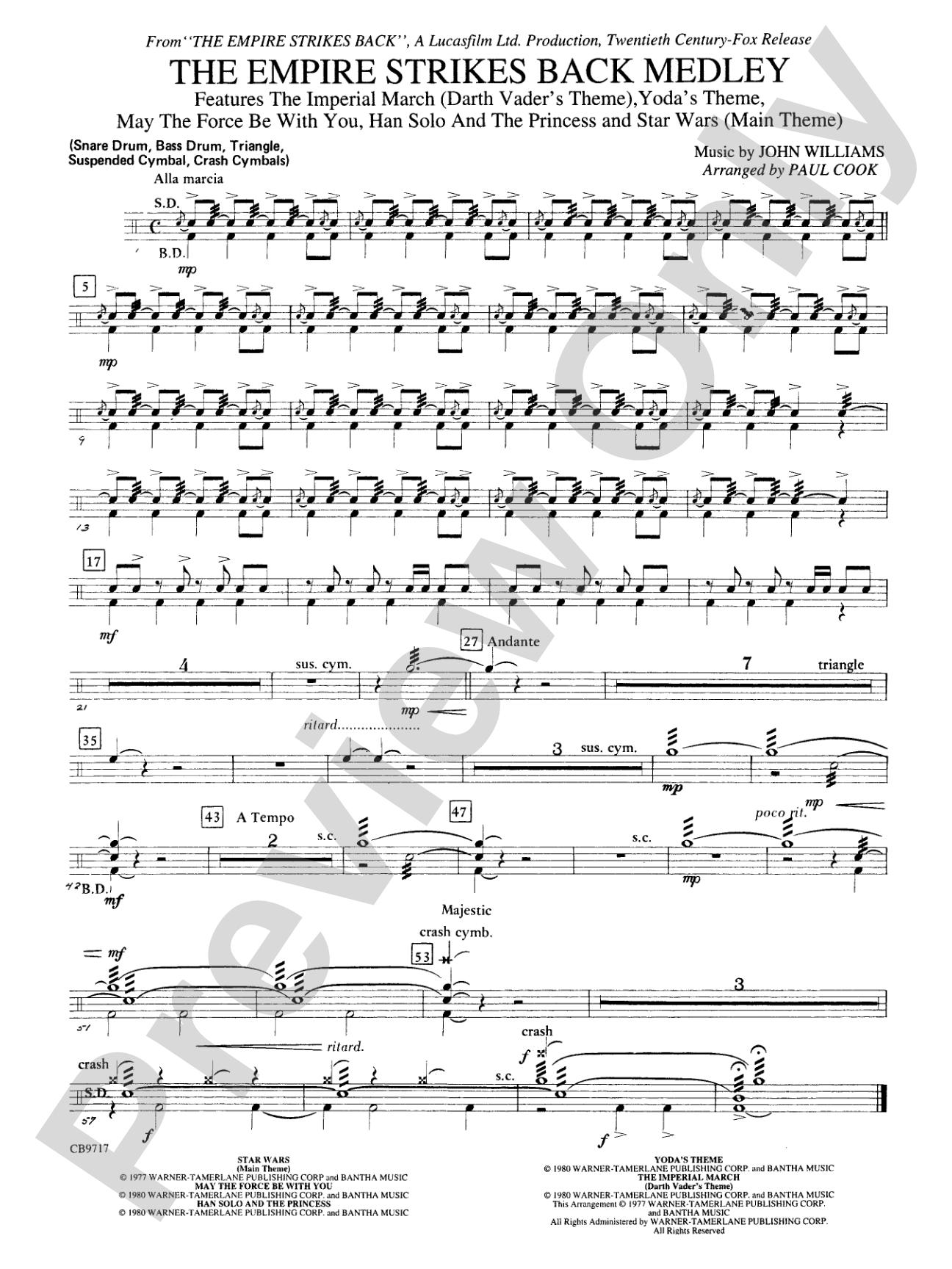 The Empire Strikes Back Medley: 1st Percussion