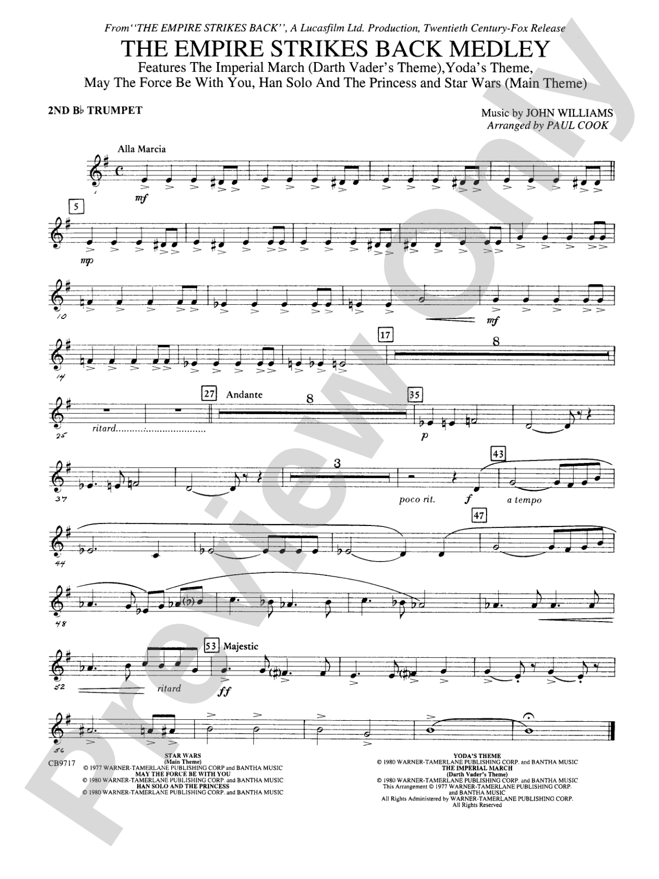 The Empire Strikes Back Medley: 2nd B-flat Trumpet