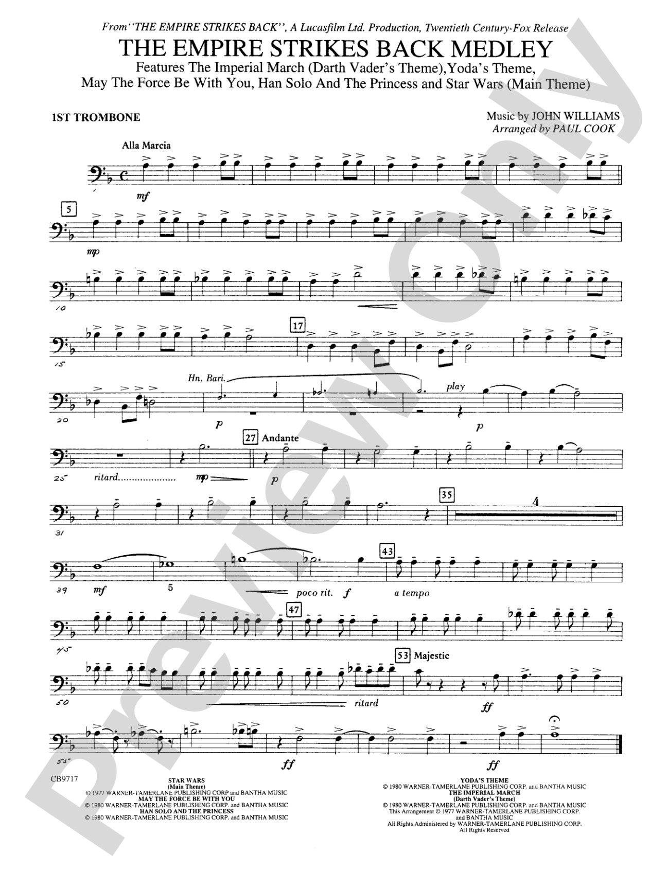 The Empire Strikes Back Medley: 1st Trombone