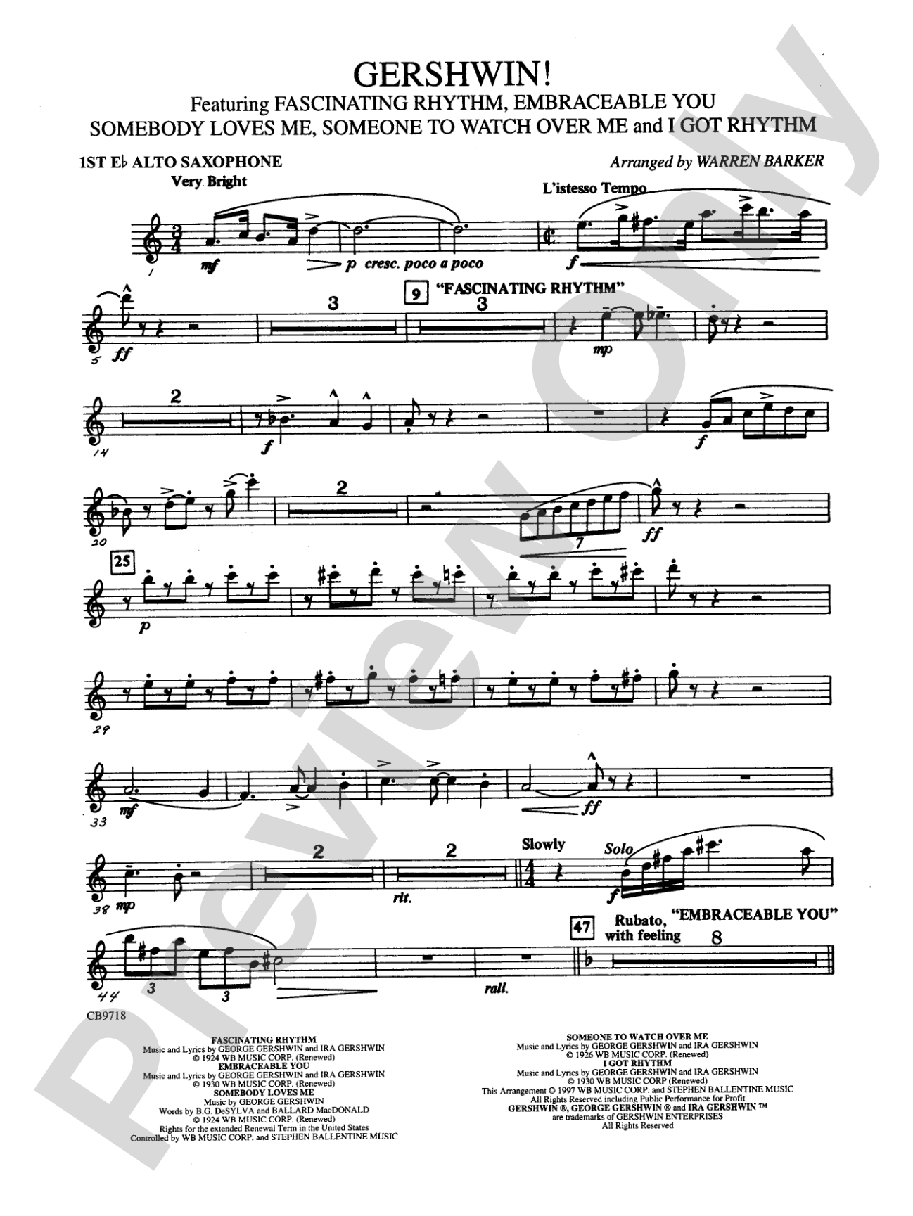 Gershwin! (Medley): E-flat Alto Saxophone