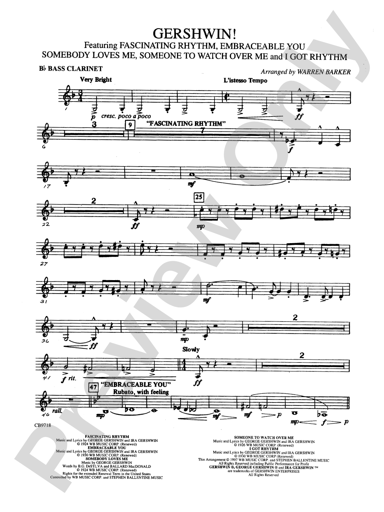 Gershwin! (Medley): B-flat Bass Clarinet