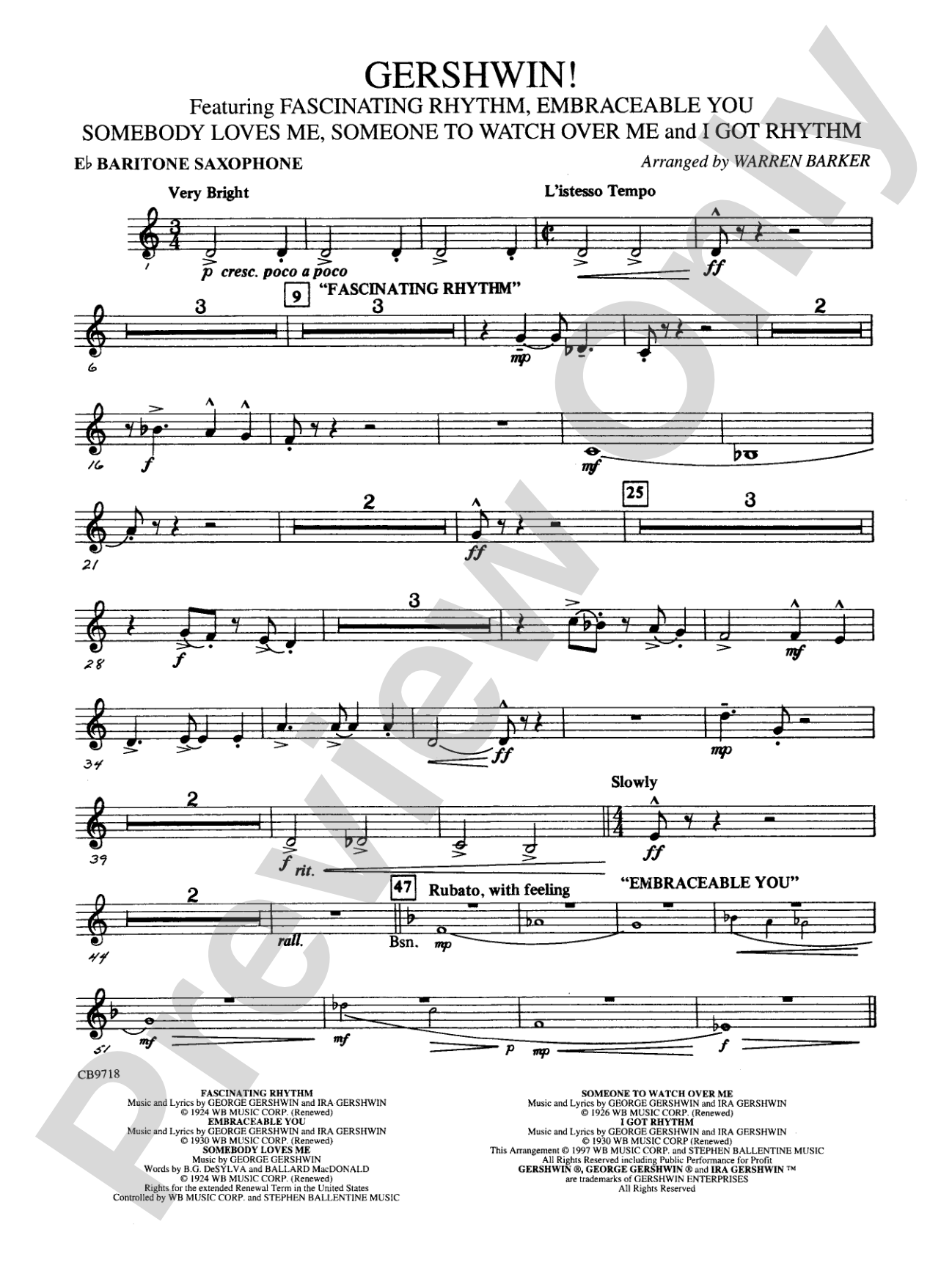 Gershwin! (Medley): E-flat Baritone Saxophone