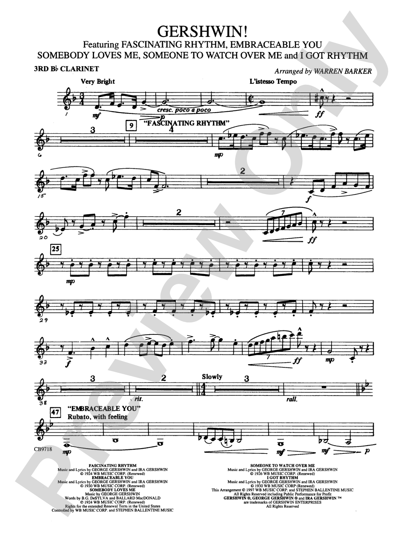Gershwin! (Medley): 3rd B-flat Clarinet