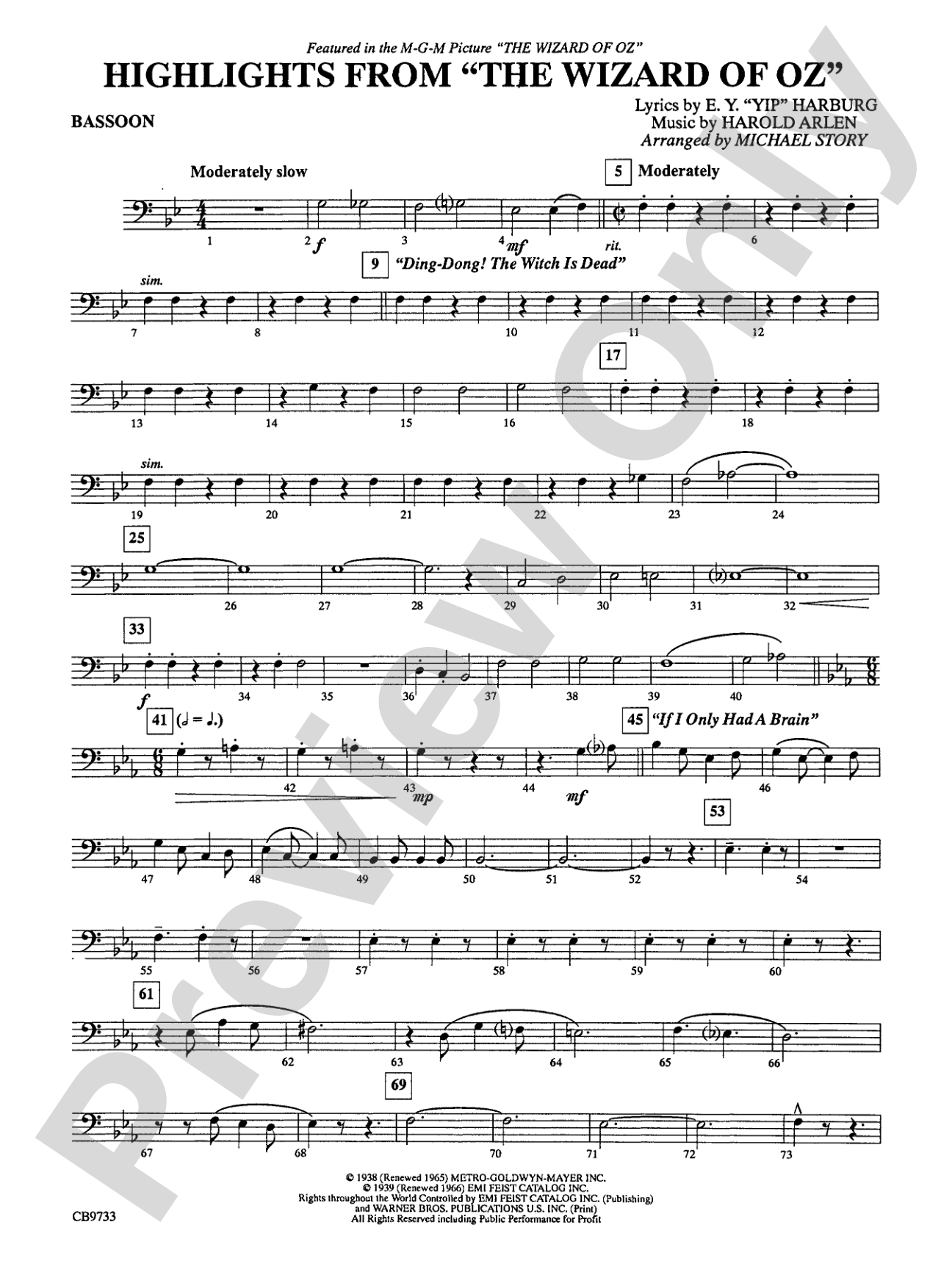 The Wizard of Oz, Highlights from: Bassoon