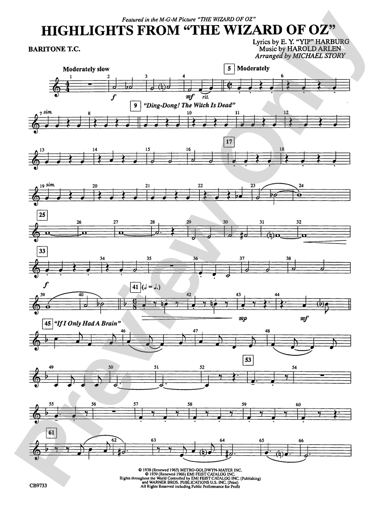 The Wizard of Oz, Highlights from: Baritone T.C.